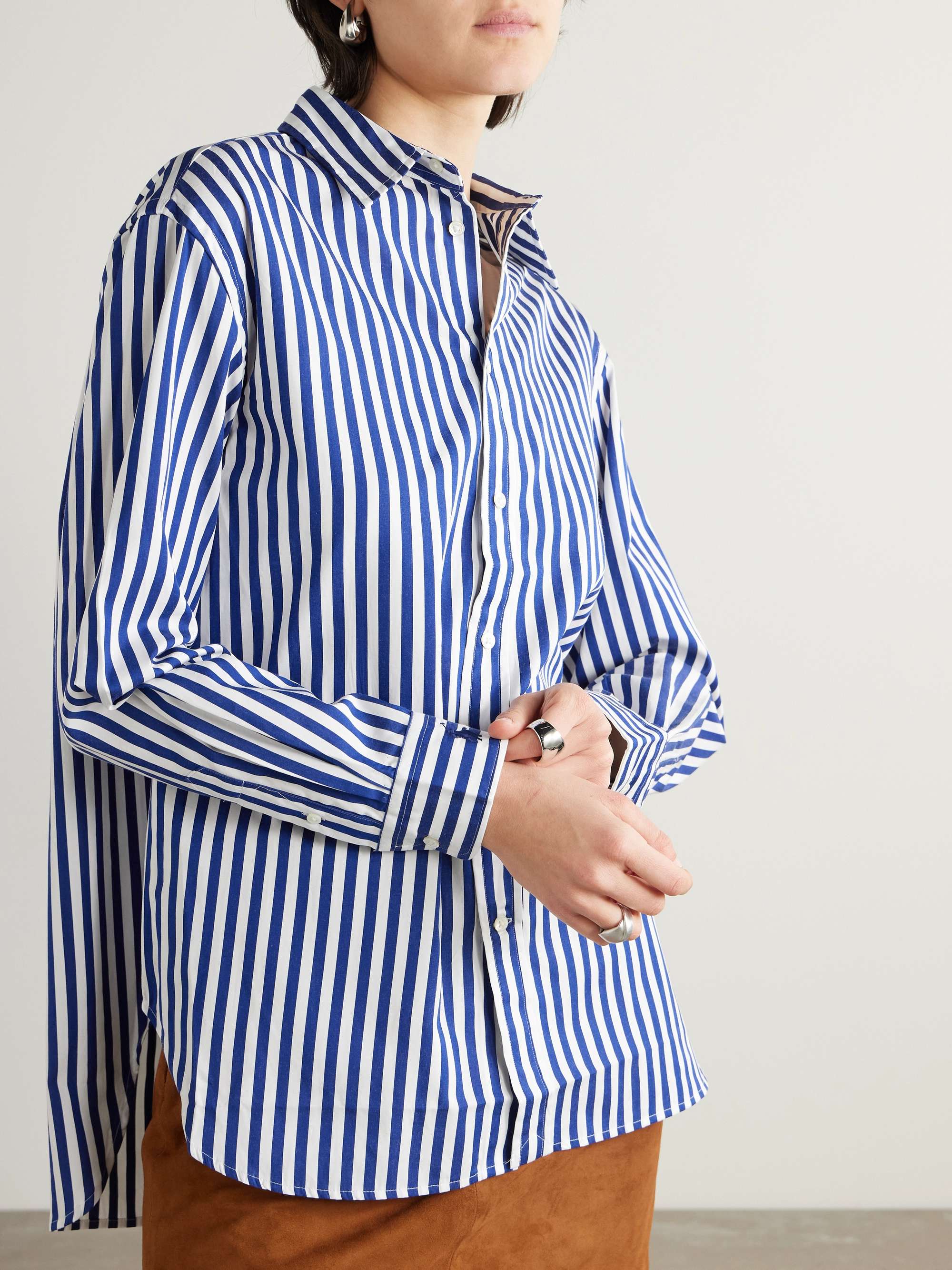 Embroidered striped cotton-poplin shirt view