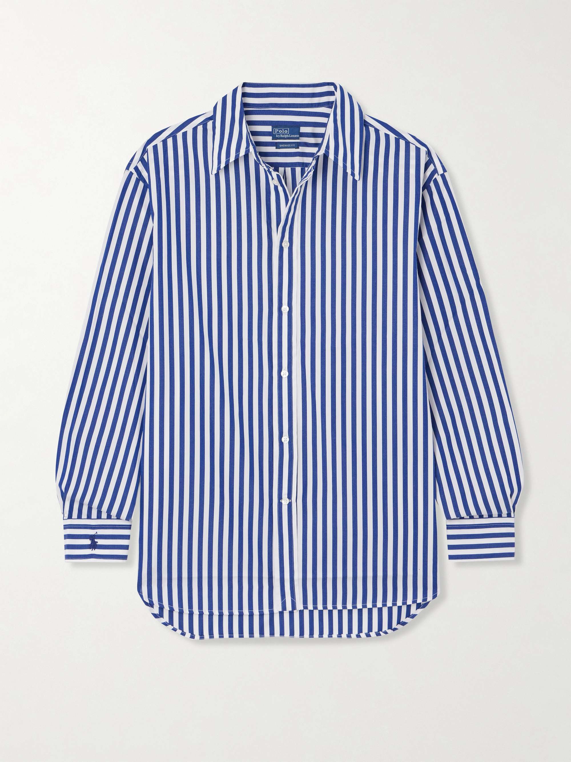 Embroidered striped cotton-poplin shirt view