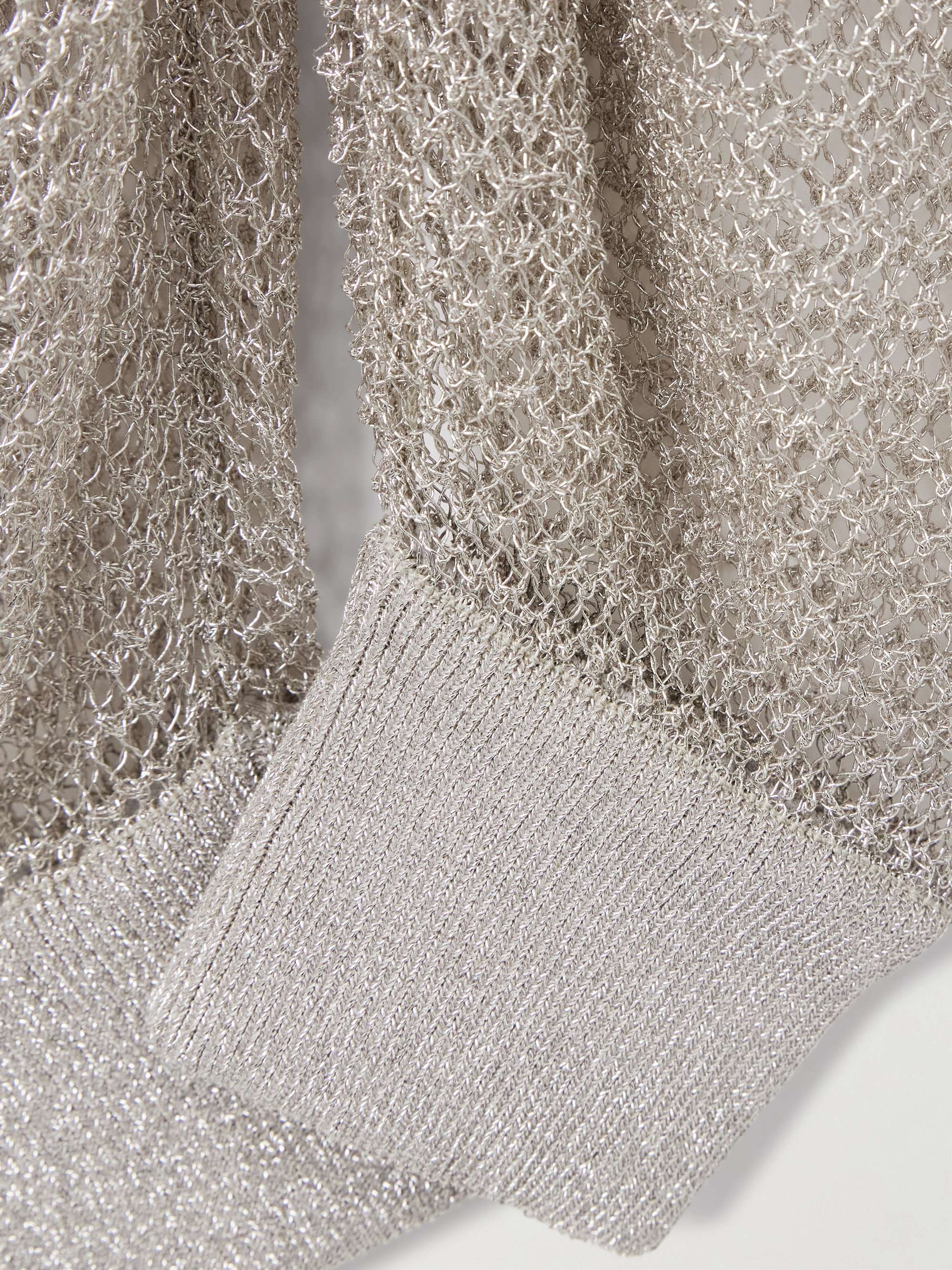 Metallic open-knit wide-leg pants view