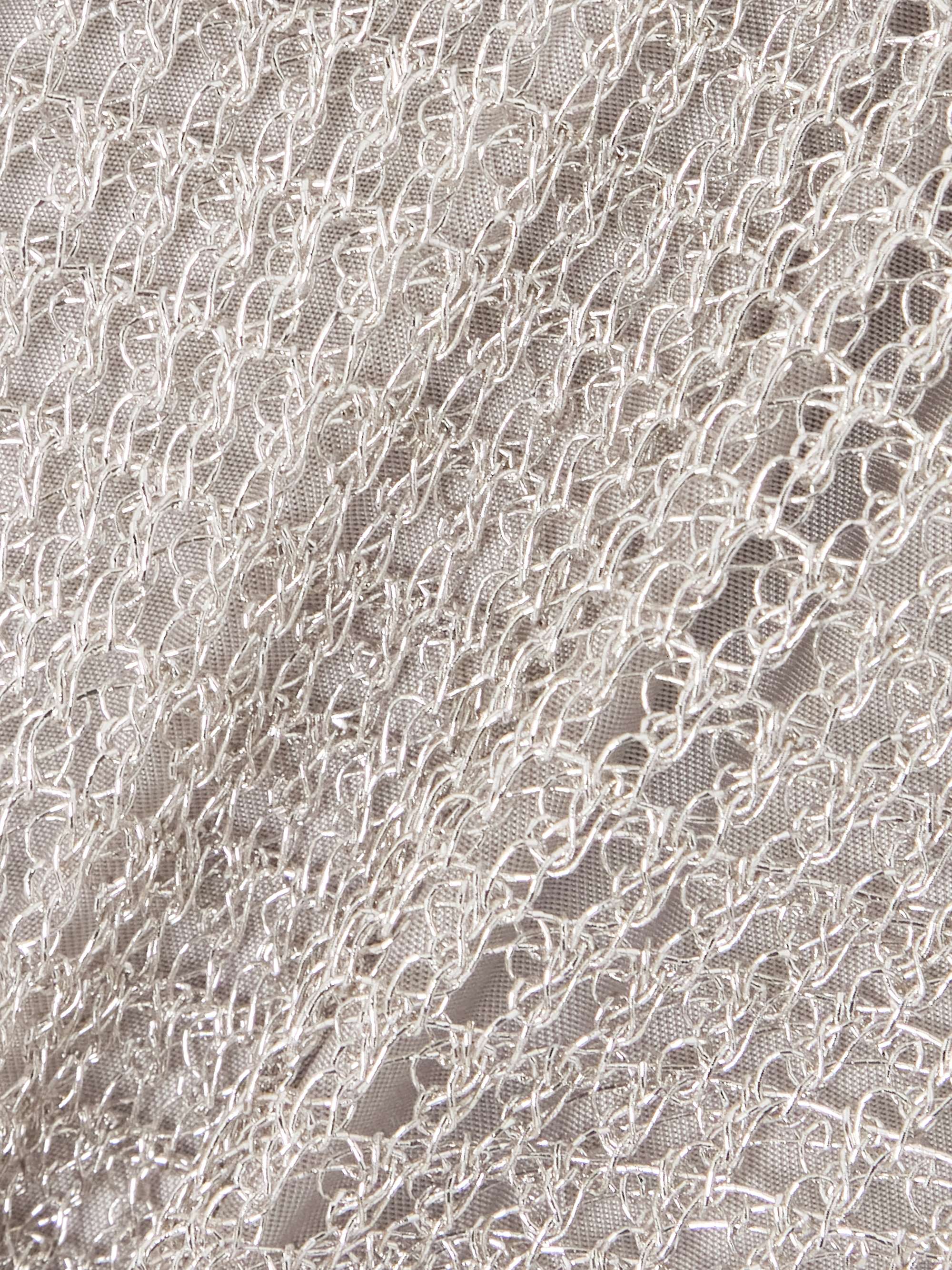 Cropped metallic open-knit bandeau top view