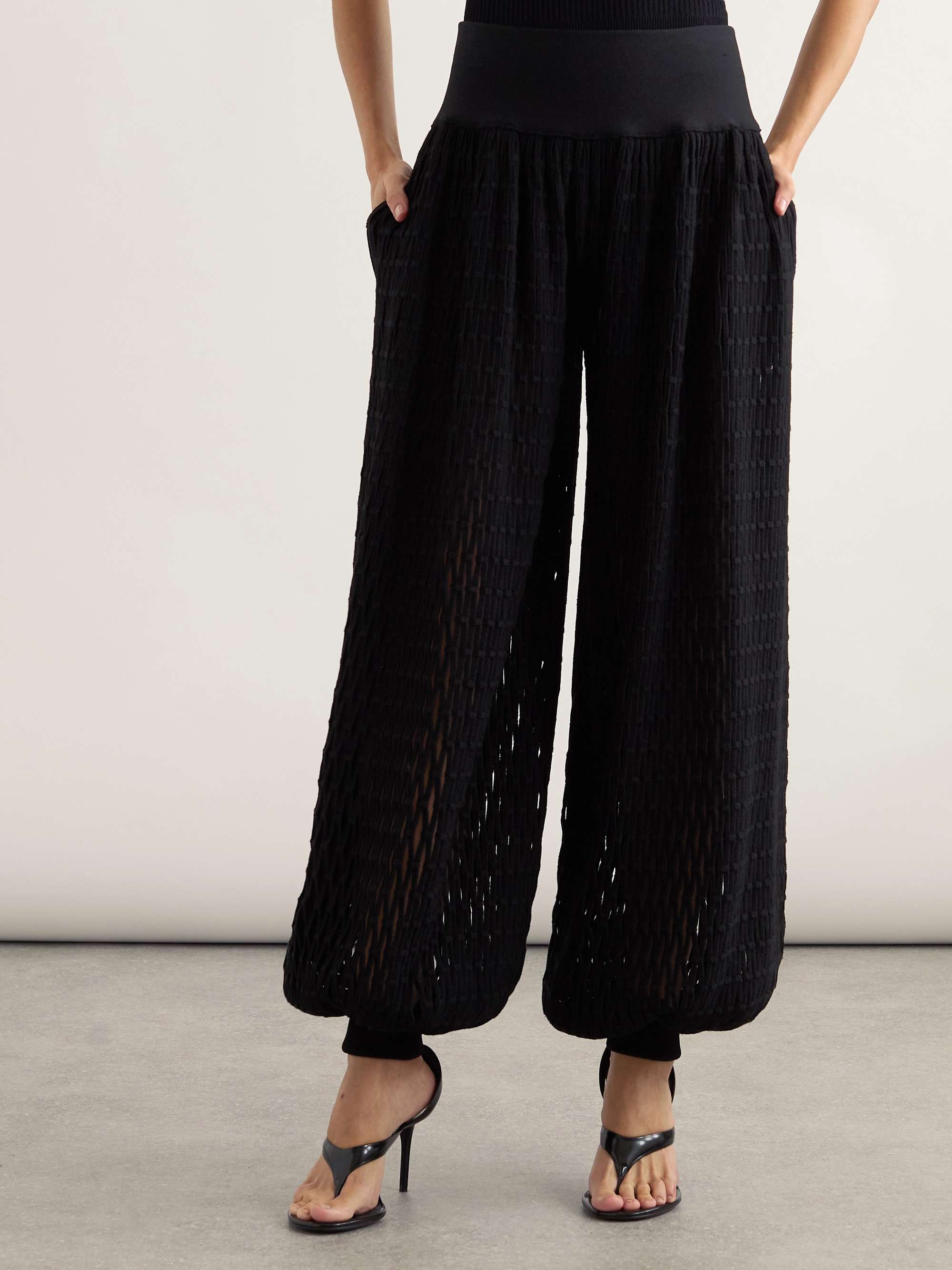 Open-knit tapered pants view