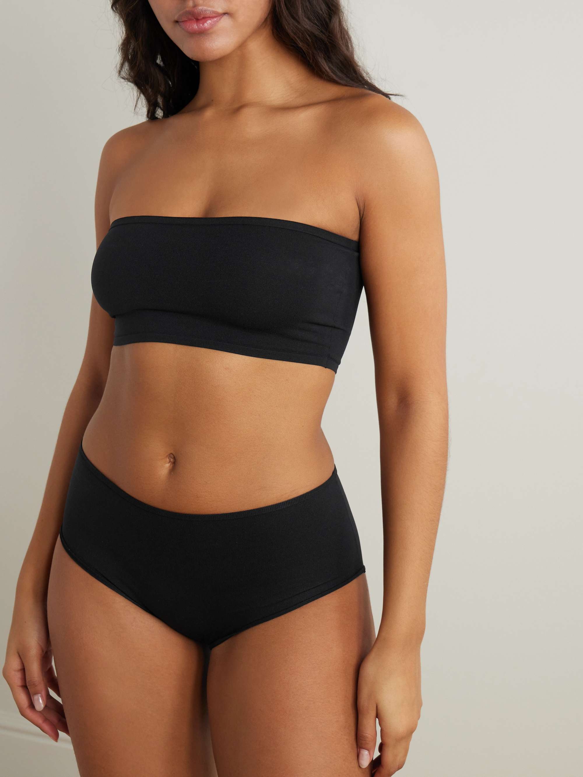 Stretch-jersey bandeau bra and briefs set view