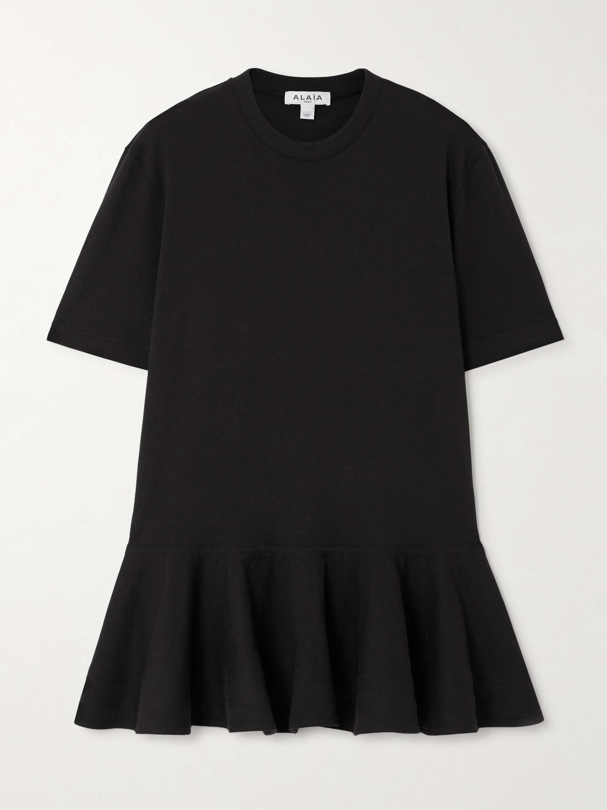 Oversized poplin-trimmed cotton-jersey peplum T-shirt view