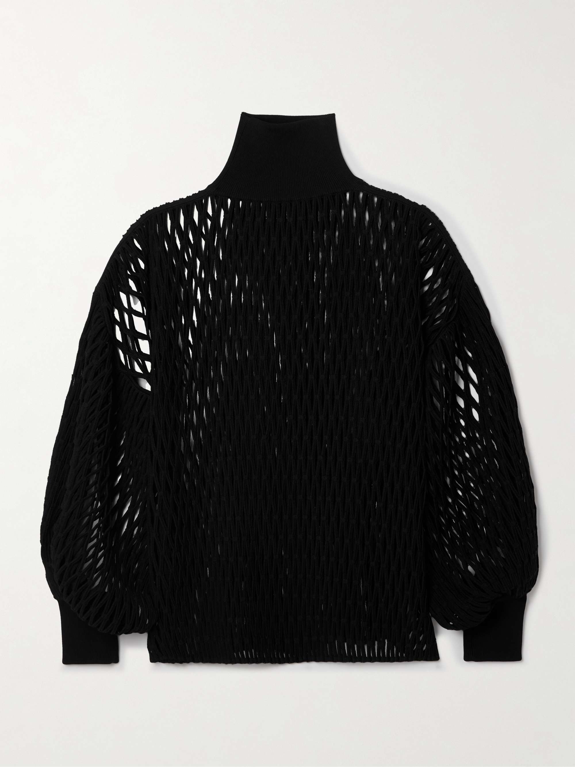 Oversized open-knit turtleneck sweater view