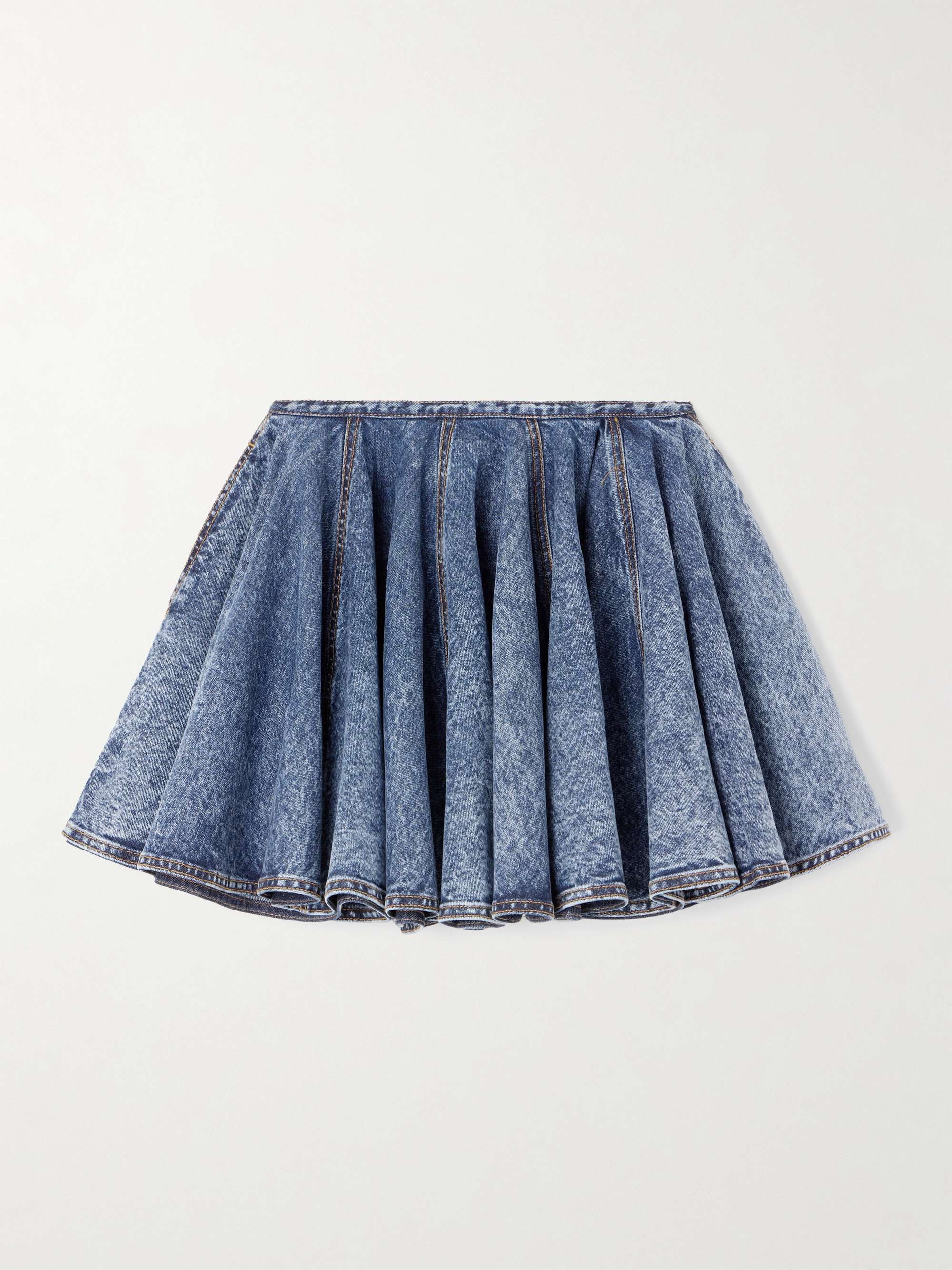 Pleated denim mini skirt view