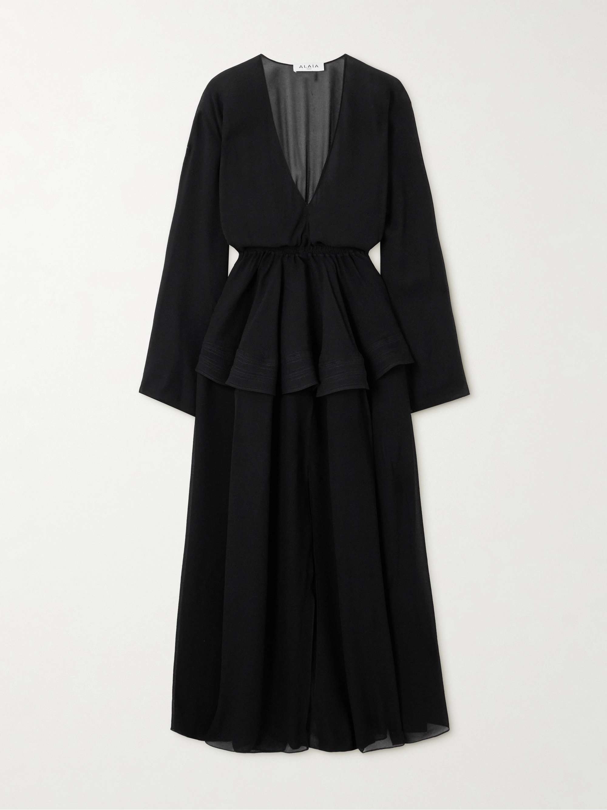 Gathered georgette peplum midi dress view