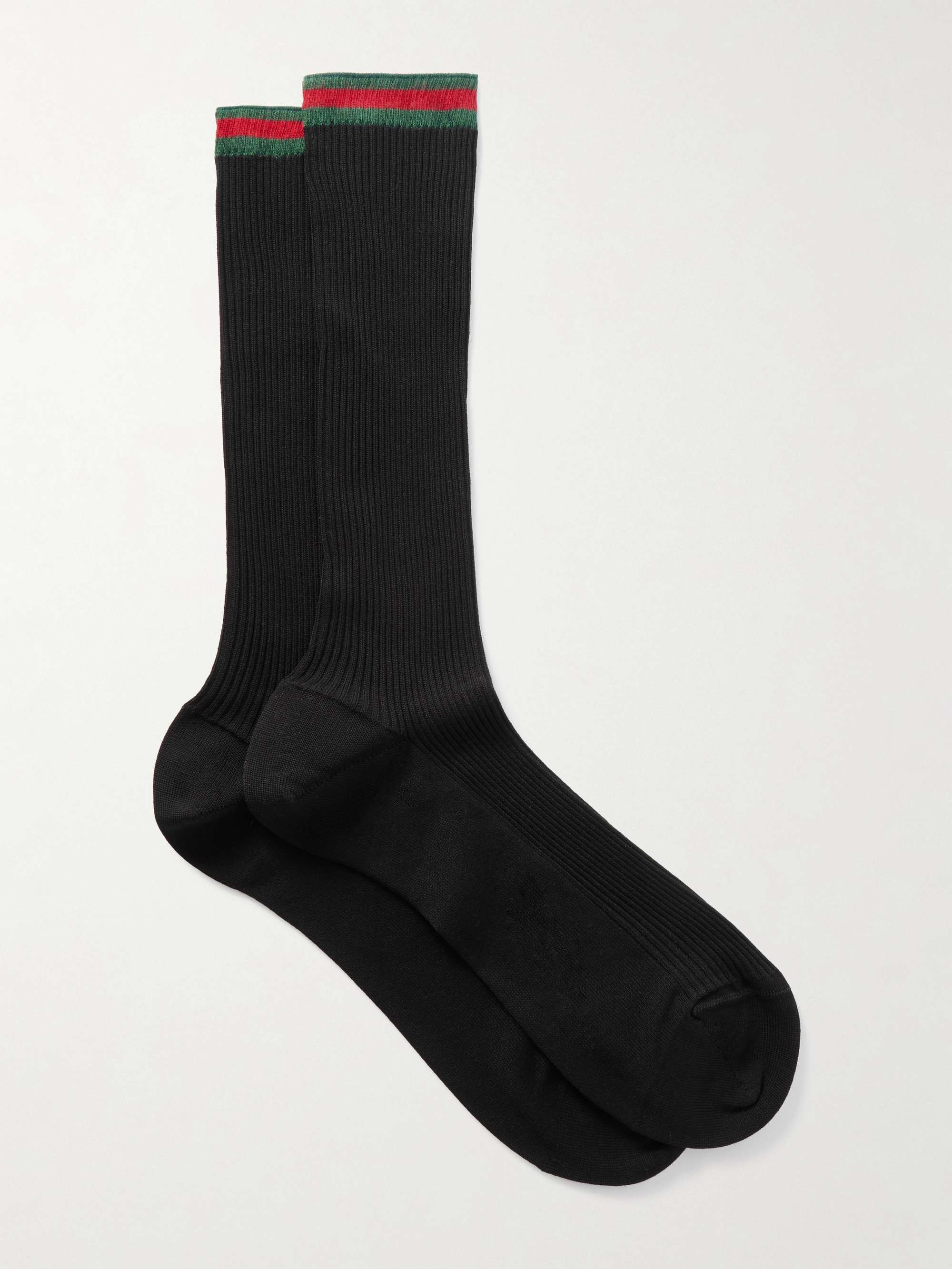 Striped ribbed cotton-jersey socks view