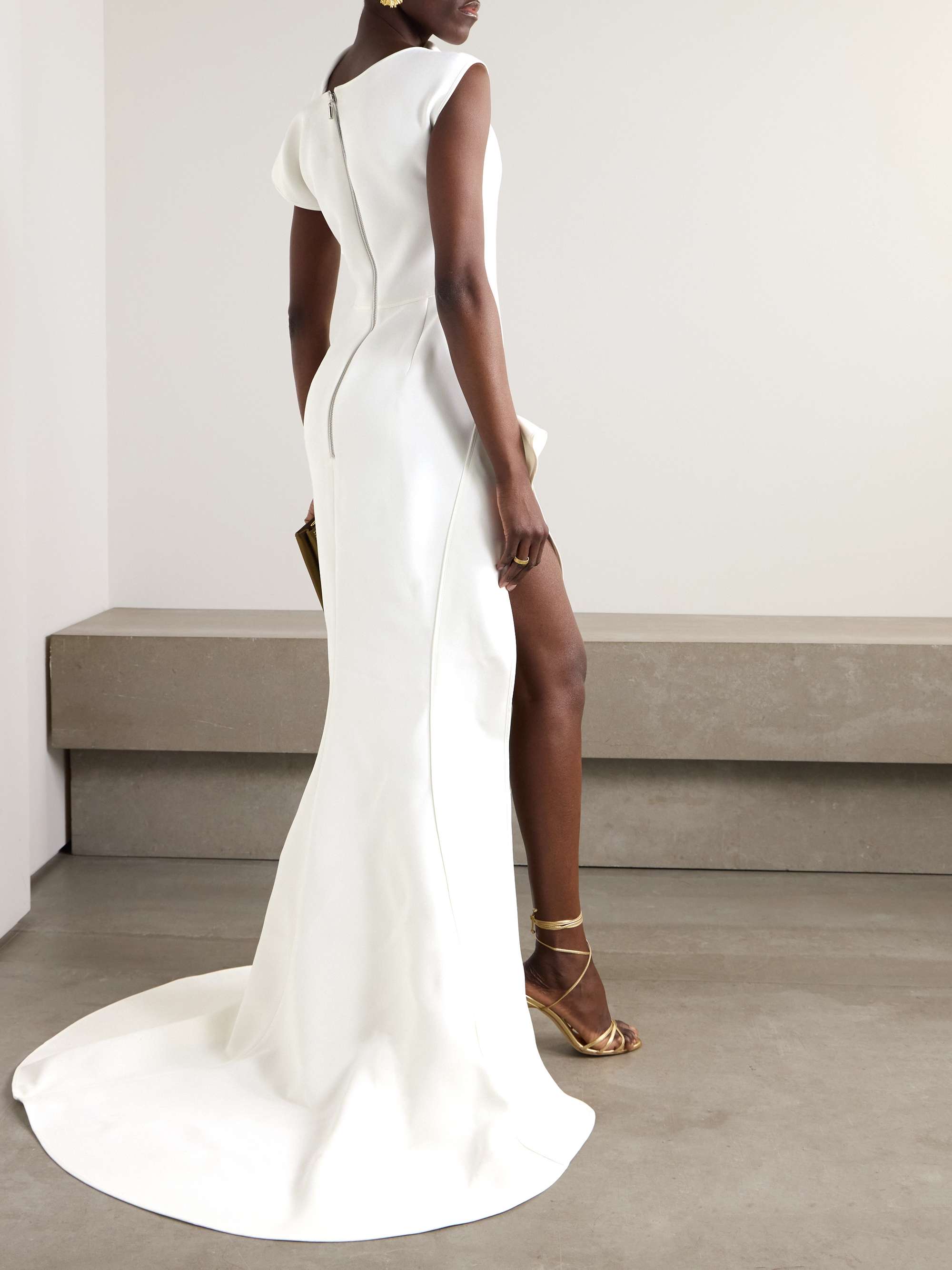 Victoire asymmetric gathered crepe gown view