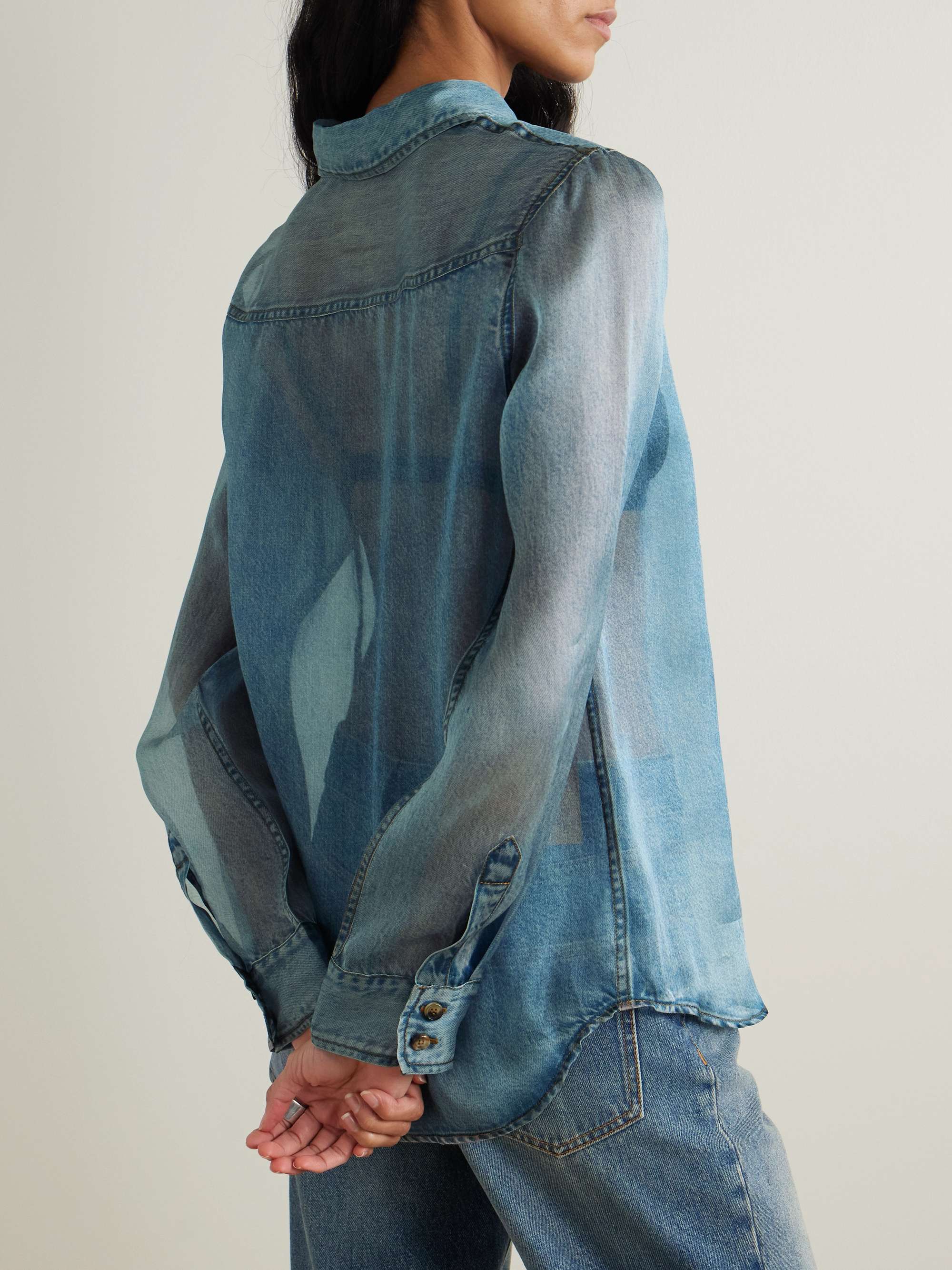 Ronda trompe l'oeil printed silk-chiffon shirt view