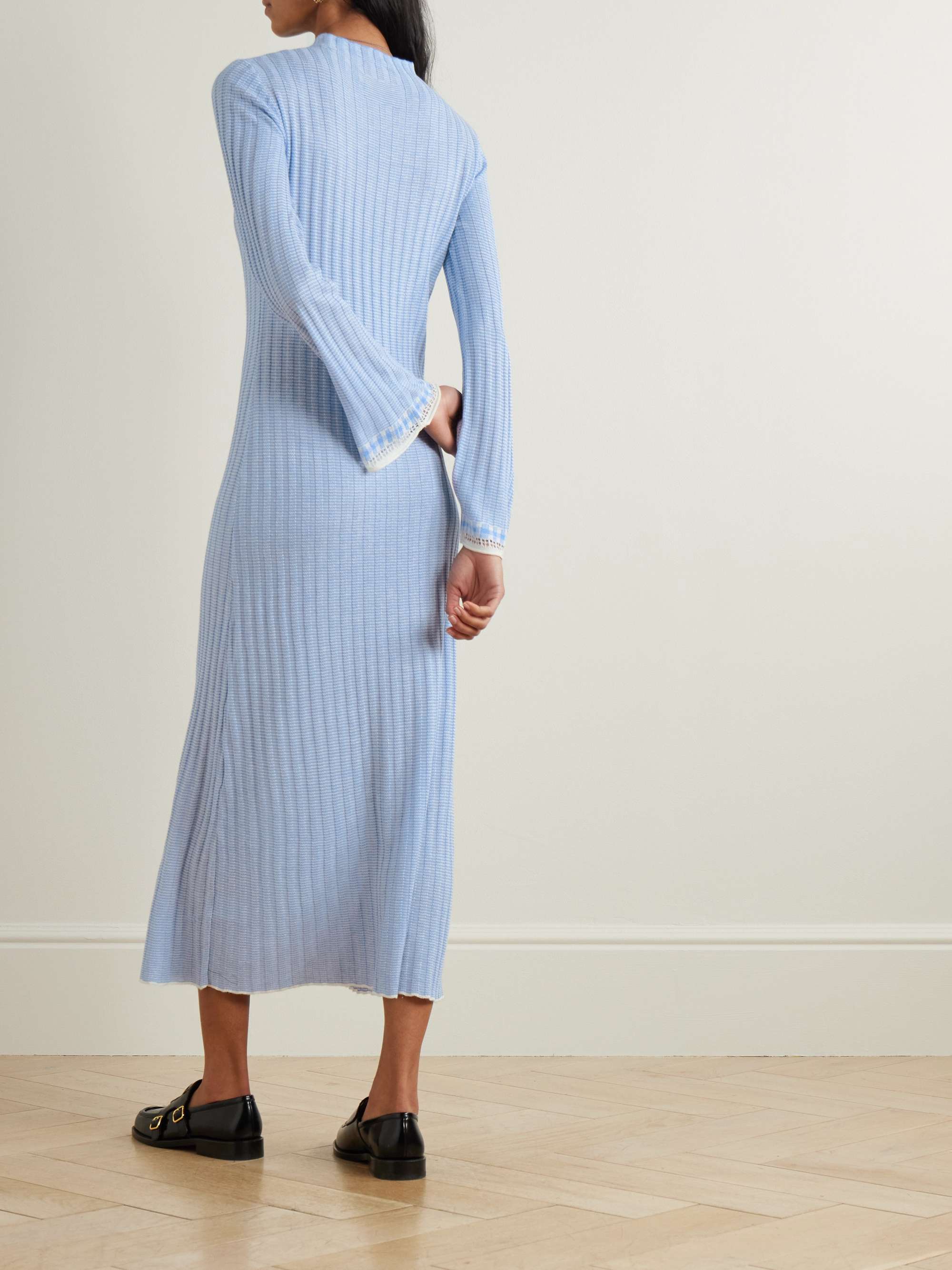 Striped silk and linen-blend maxi dress view