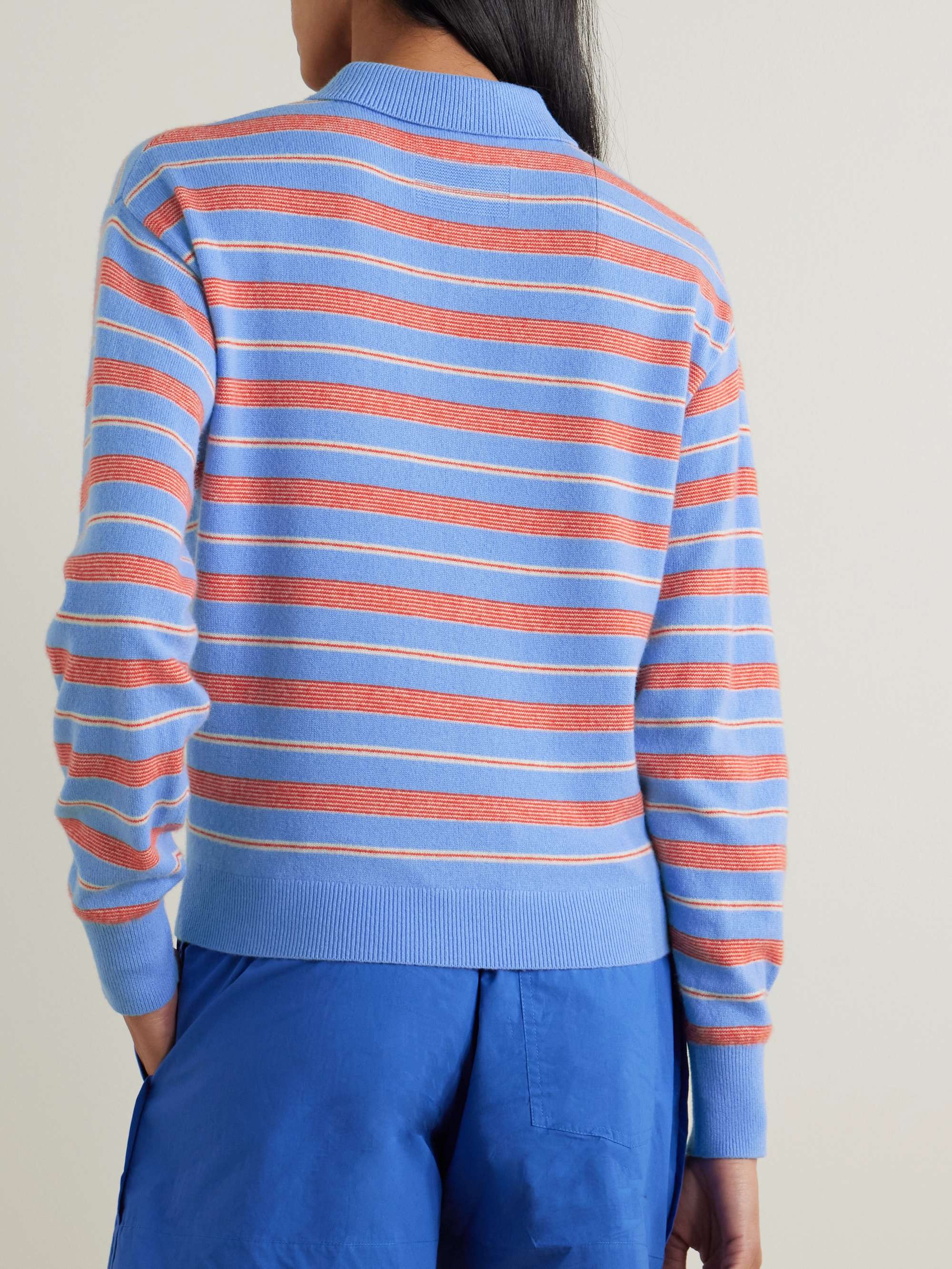Striped cashmere polo sweater view