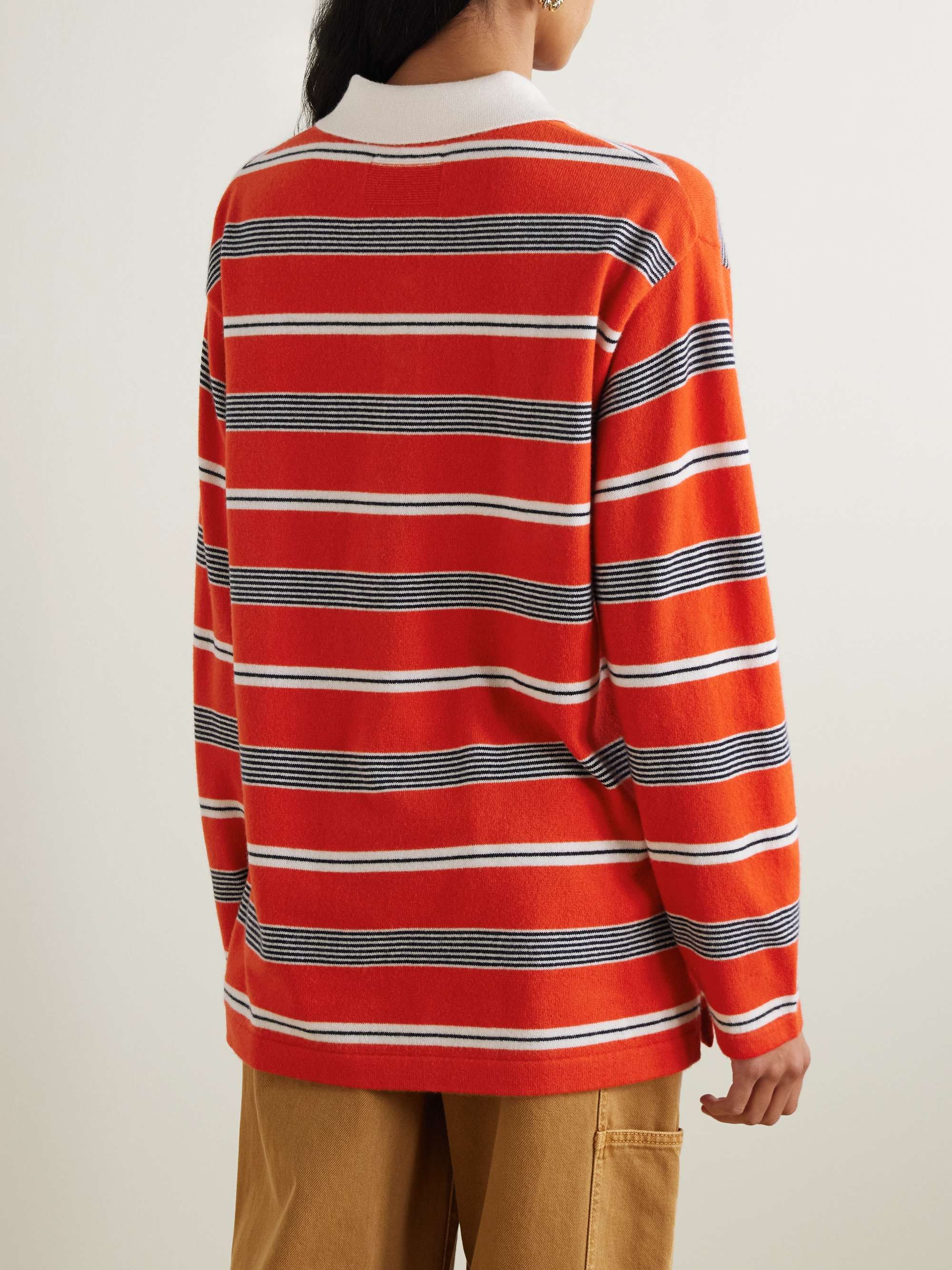 Striped cashmere polo shirt view