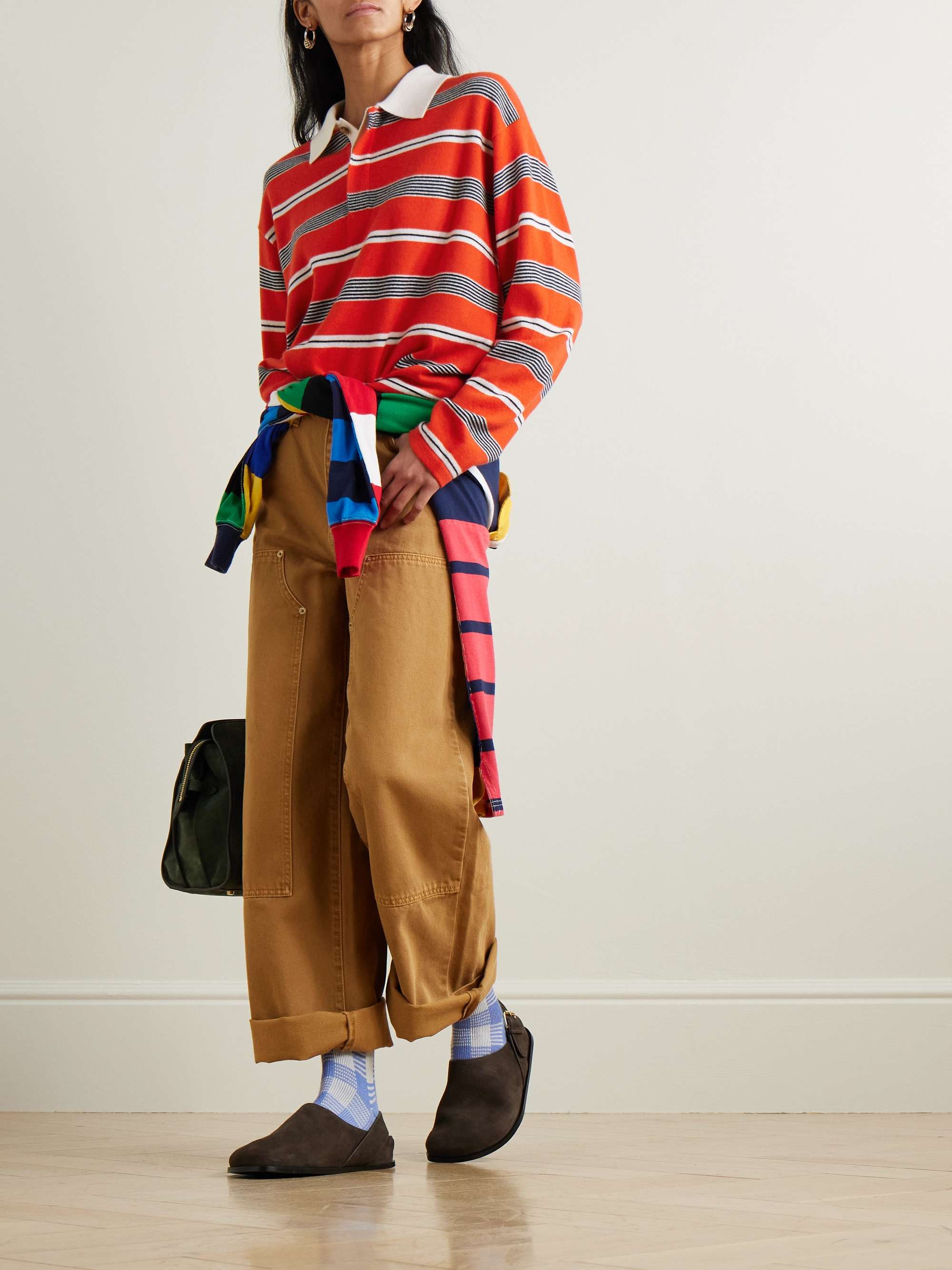Striped cashmere polo shirt view