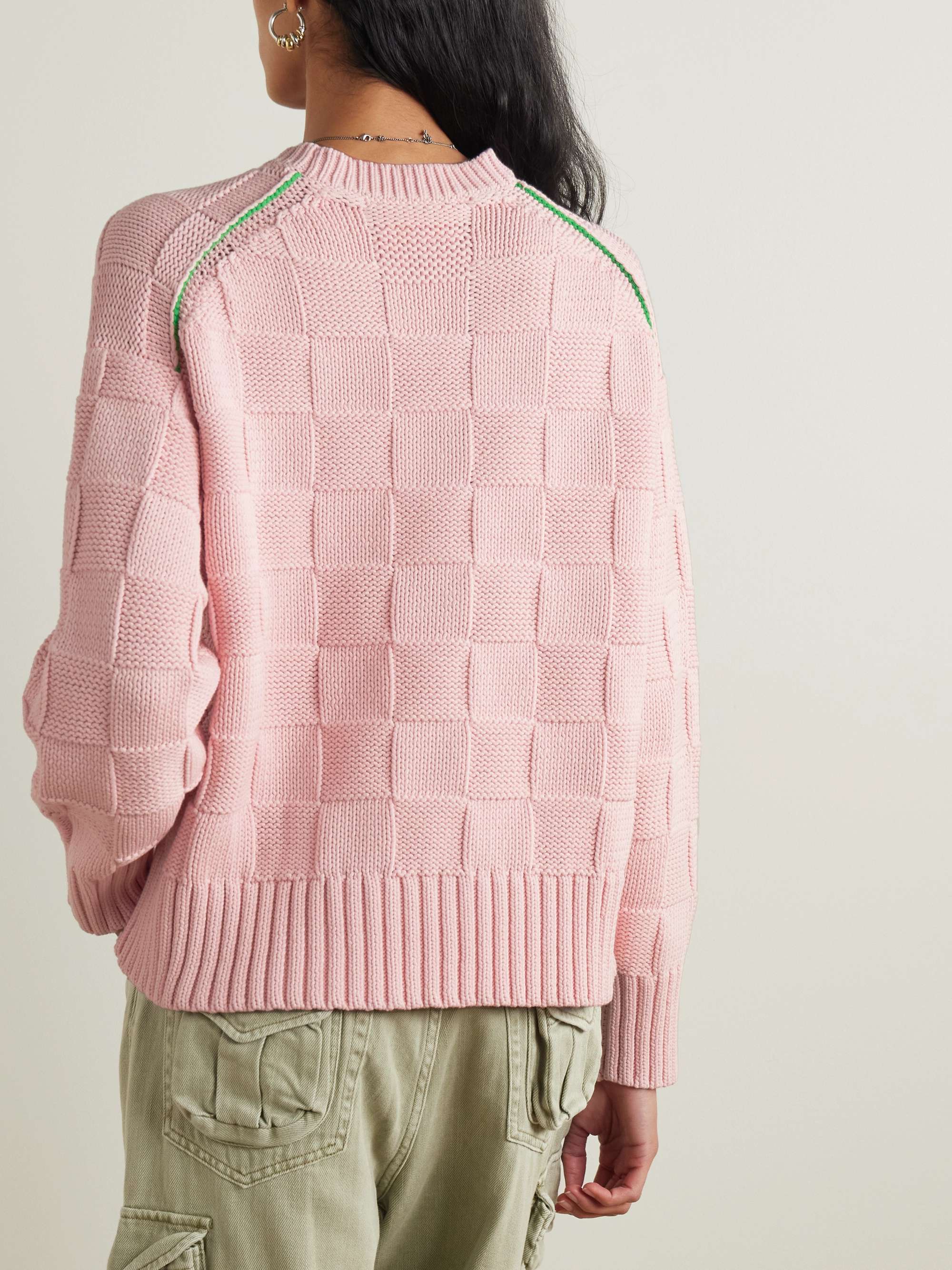 Checked cotton-blend sweater view
