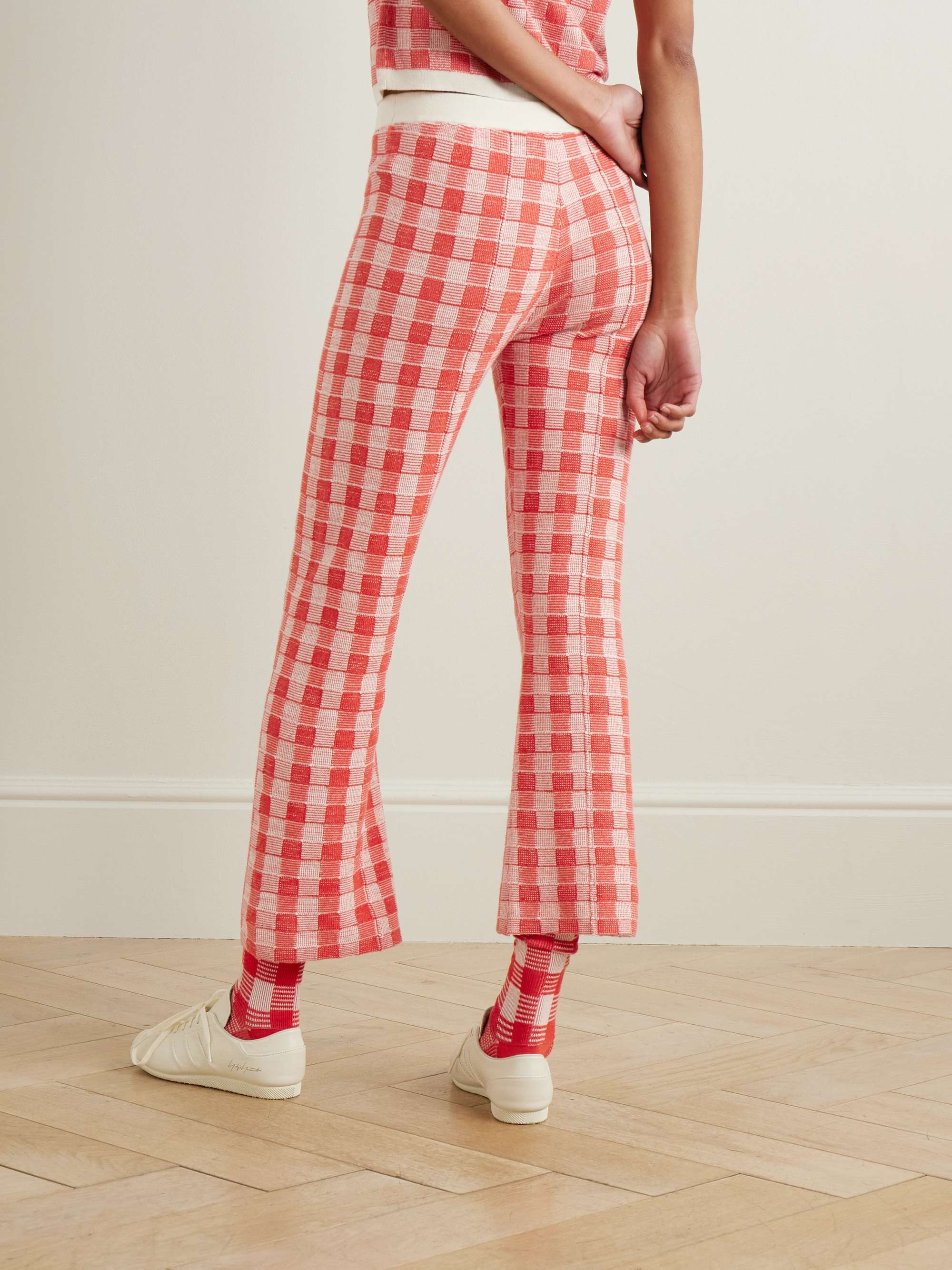 Gingham silk and linen-blend polo shirt view
