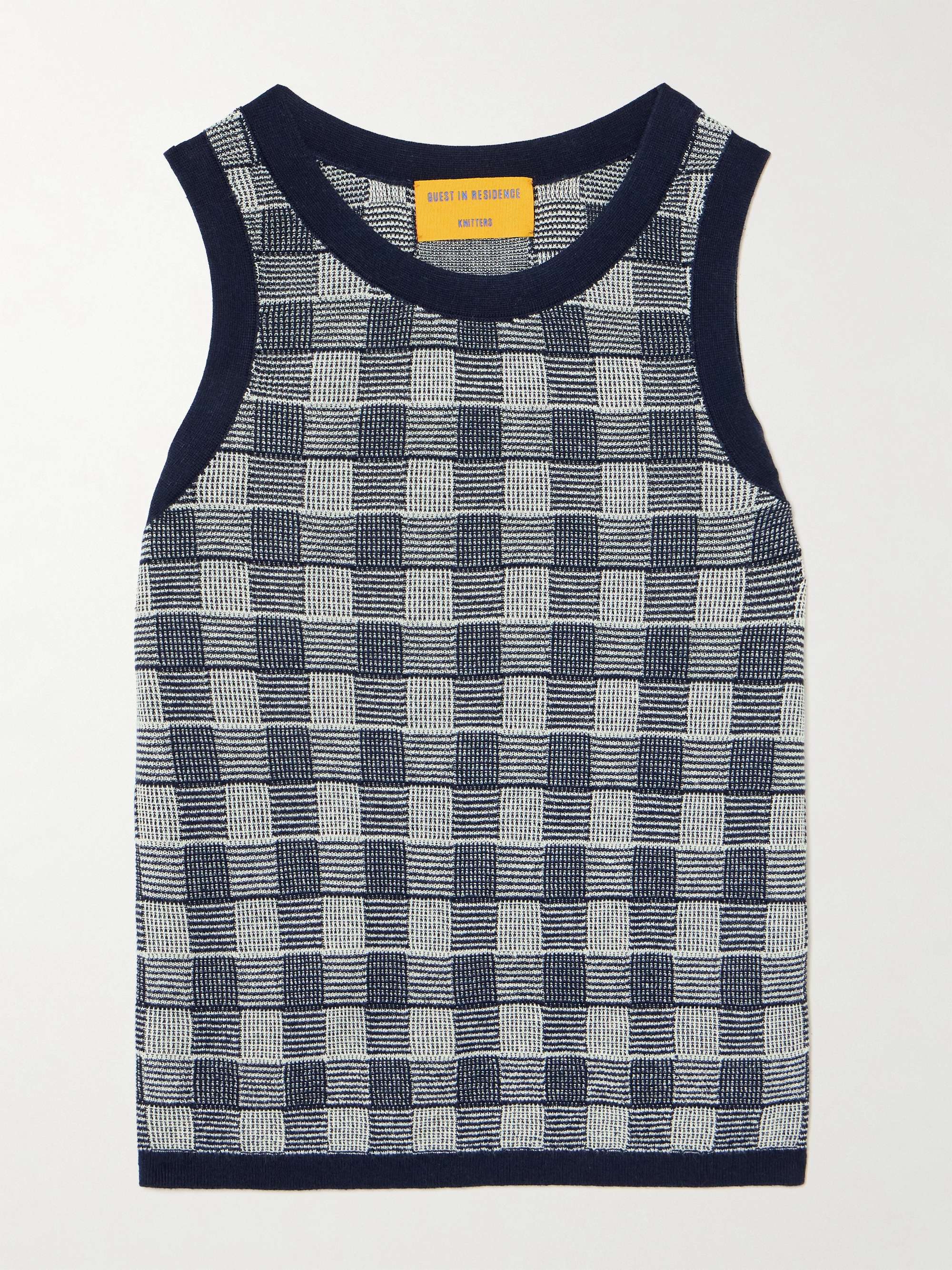 Gingham silk and linen-blend tank view