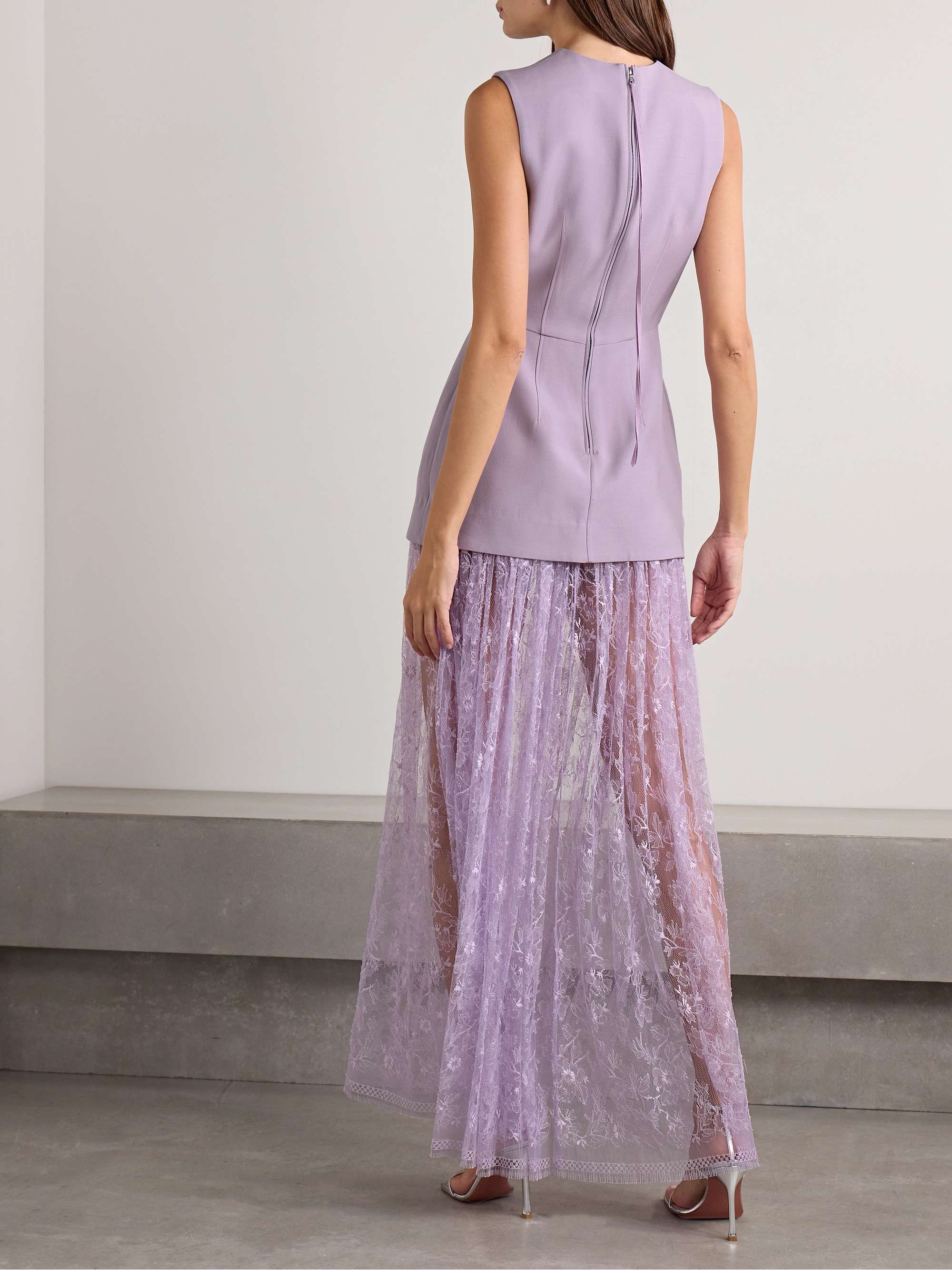 Odette layered wool and silk-blend and lace maxi dress view