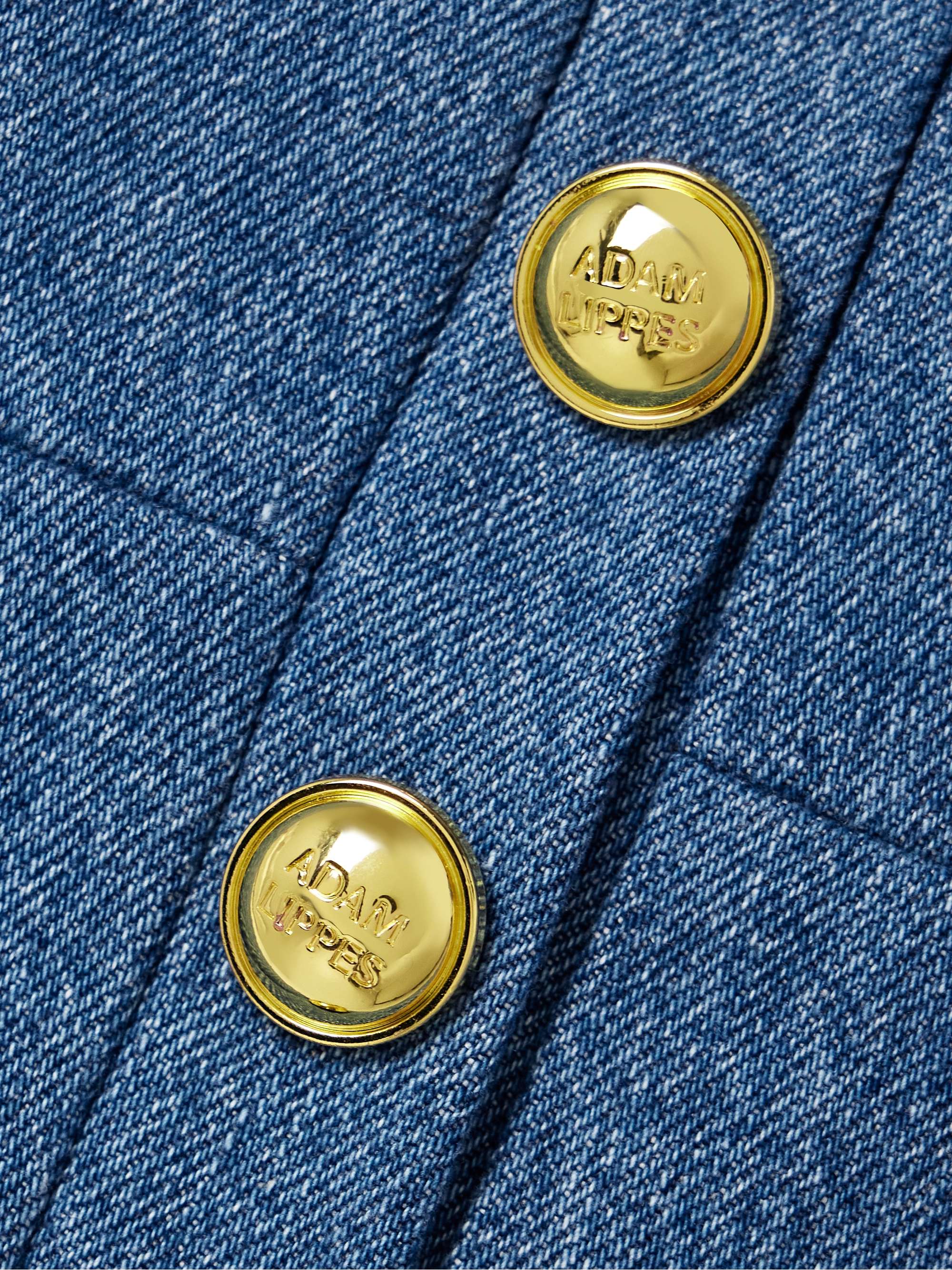 Quinn button-embellished cropped denim top view