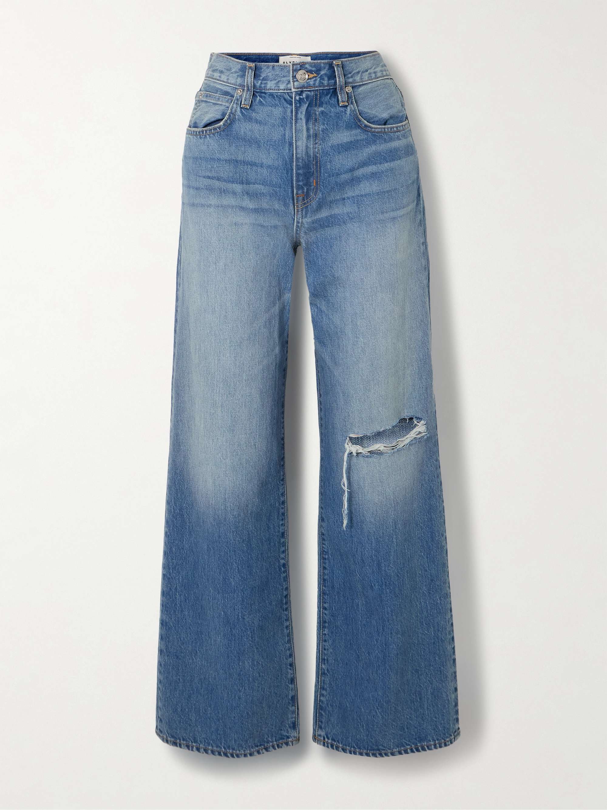 Grace distressed high-rise wide-leg jeans view