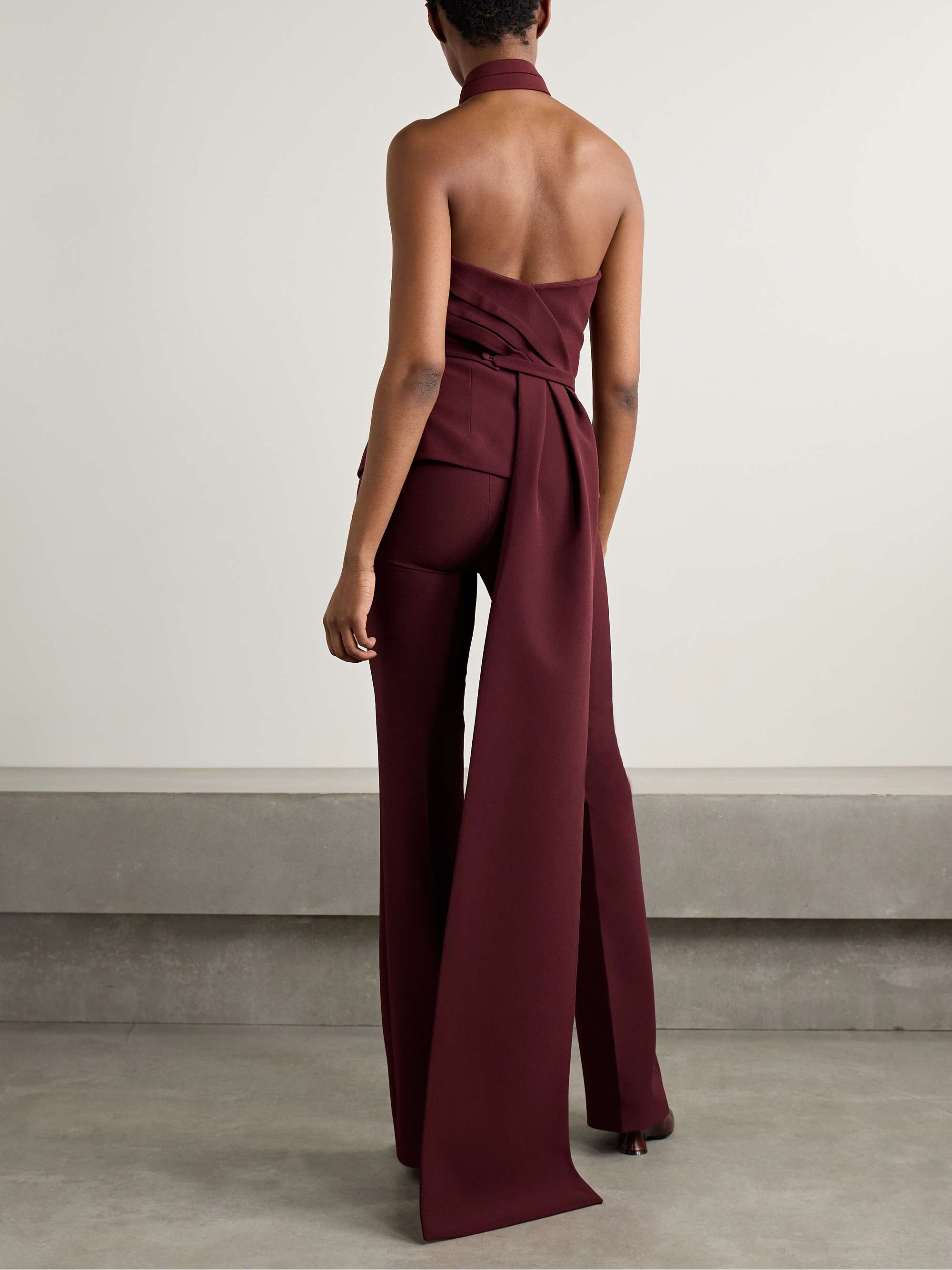 Odele asymmetric draped crepe halterneck top view