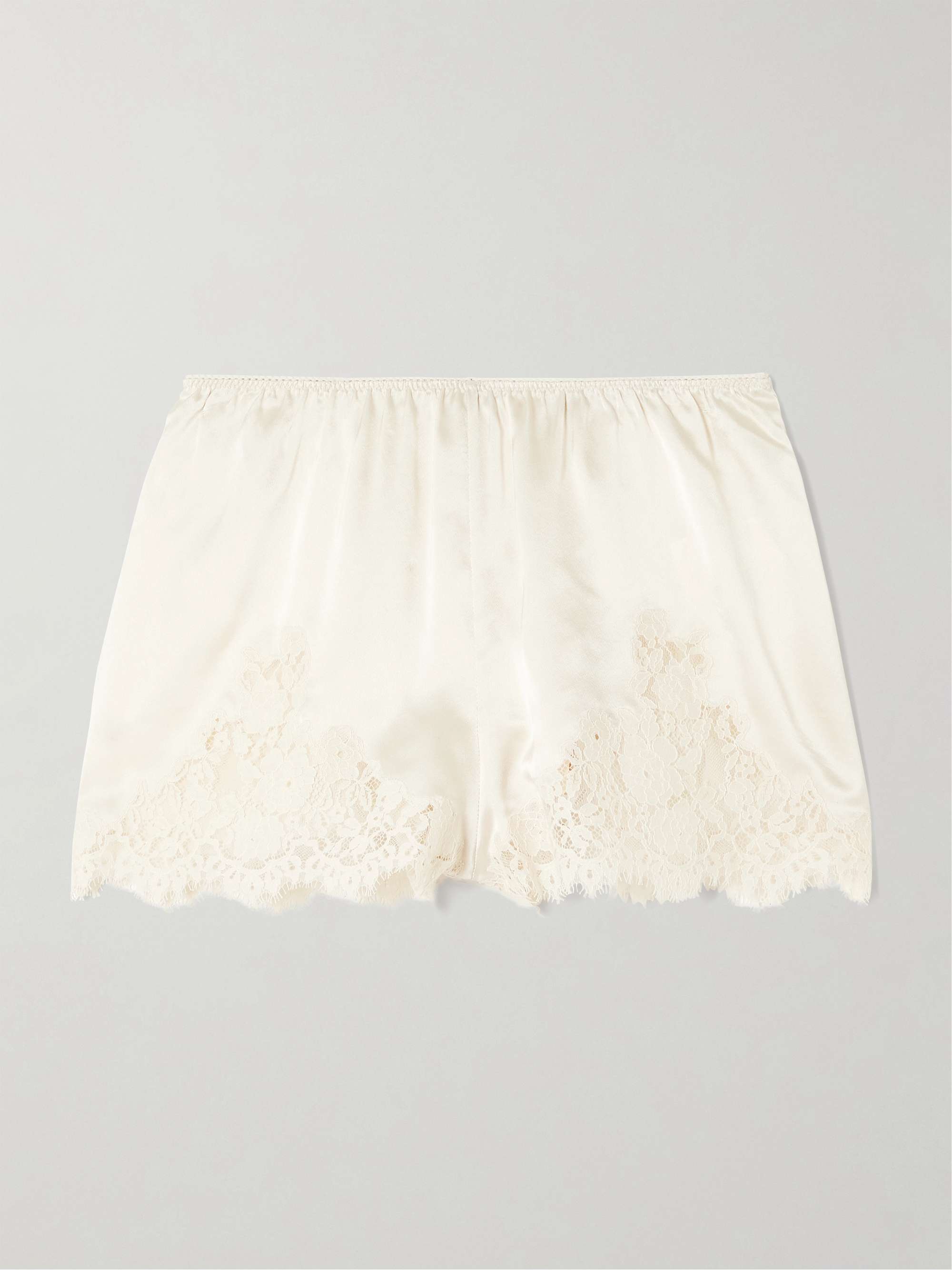 Iona lace-trimmed silk-satin shorts view