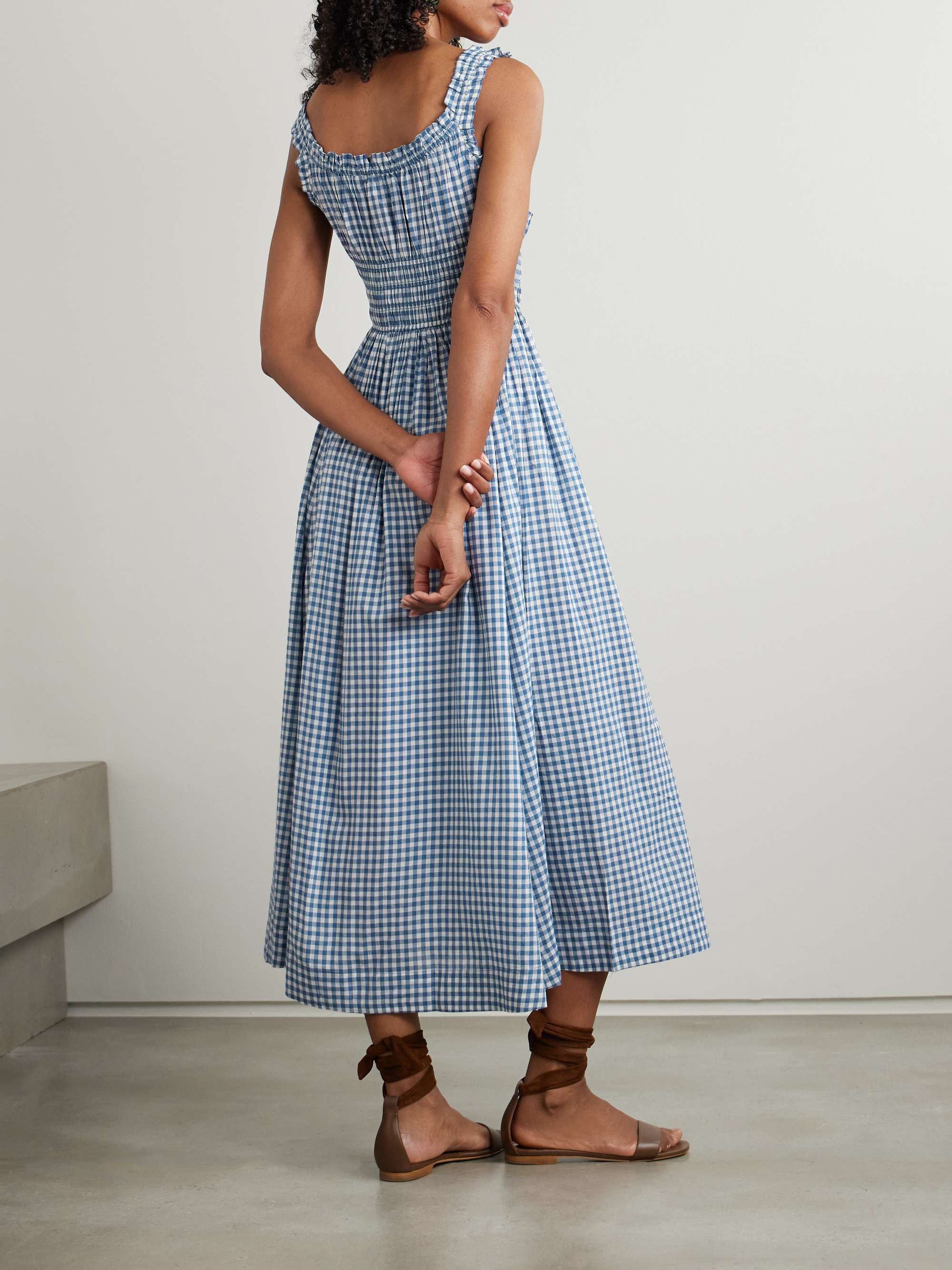 Emmaretta checked organic cotton-blend voile midi dress view