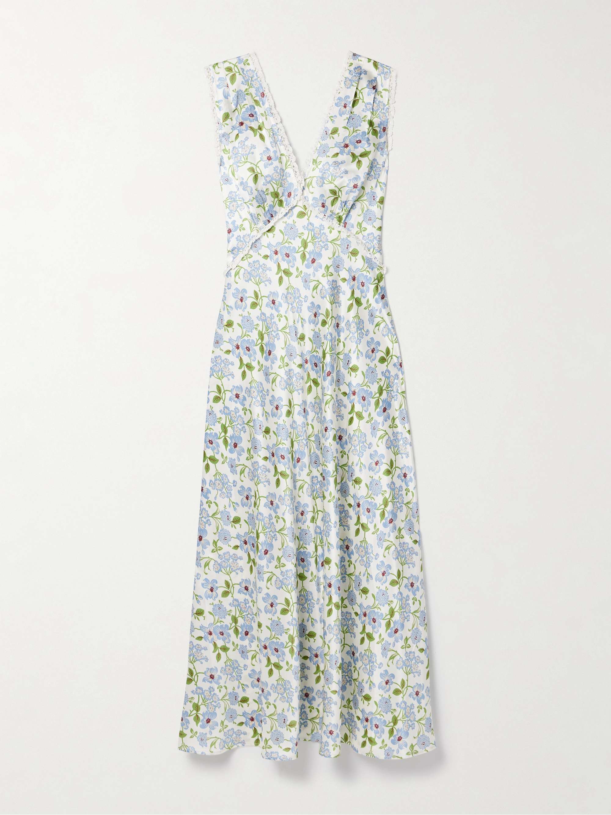 Tahlia lace-trimmed floral-print silk-charmeuse midi dress view