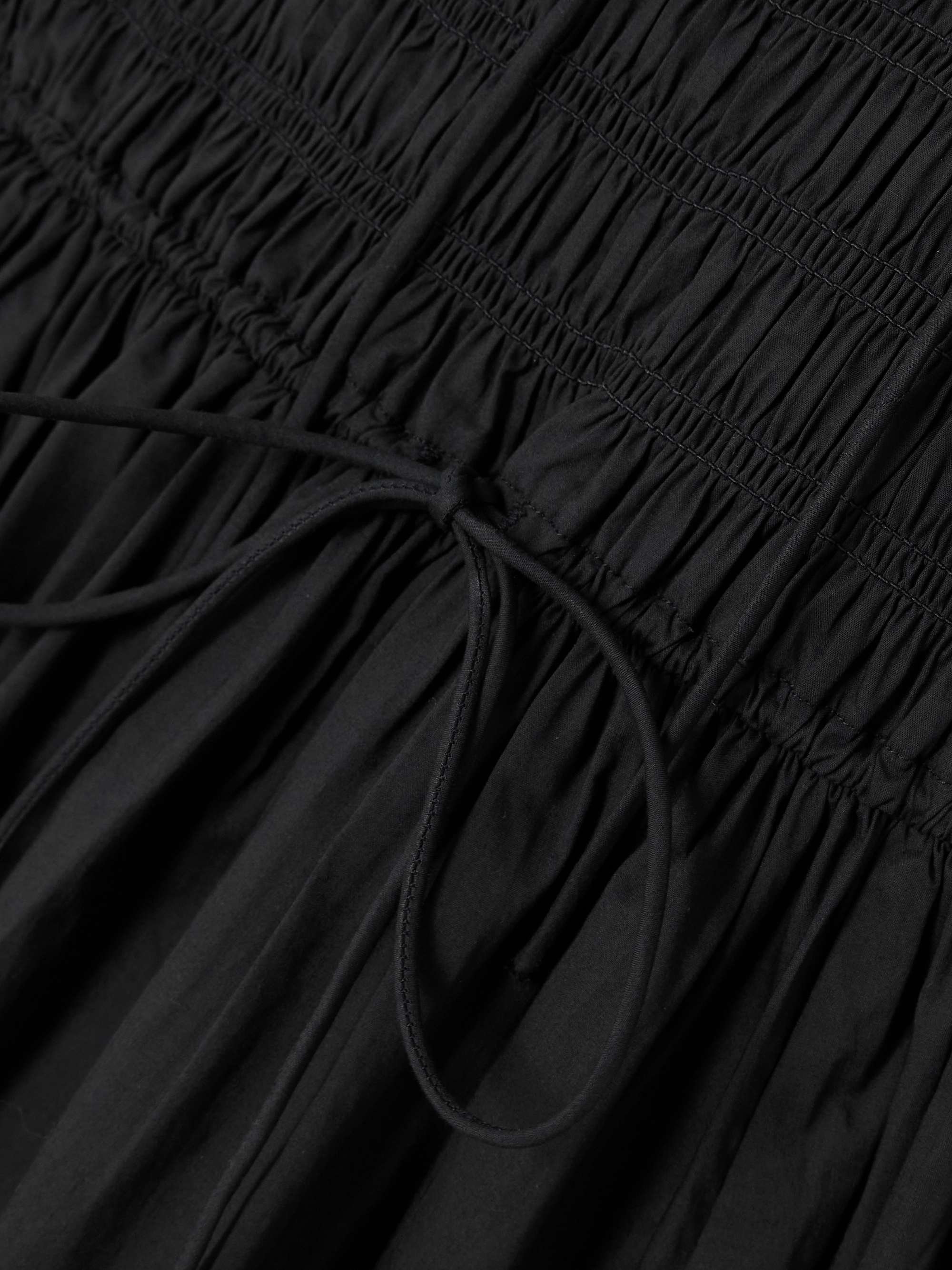 Emmaretta tie-detailed shirred organic cotton-voile midi dress view