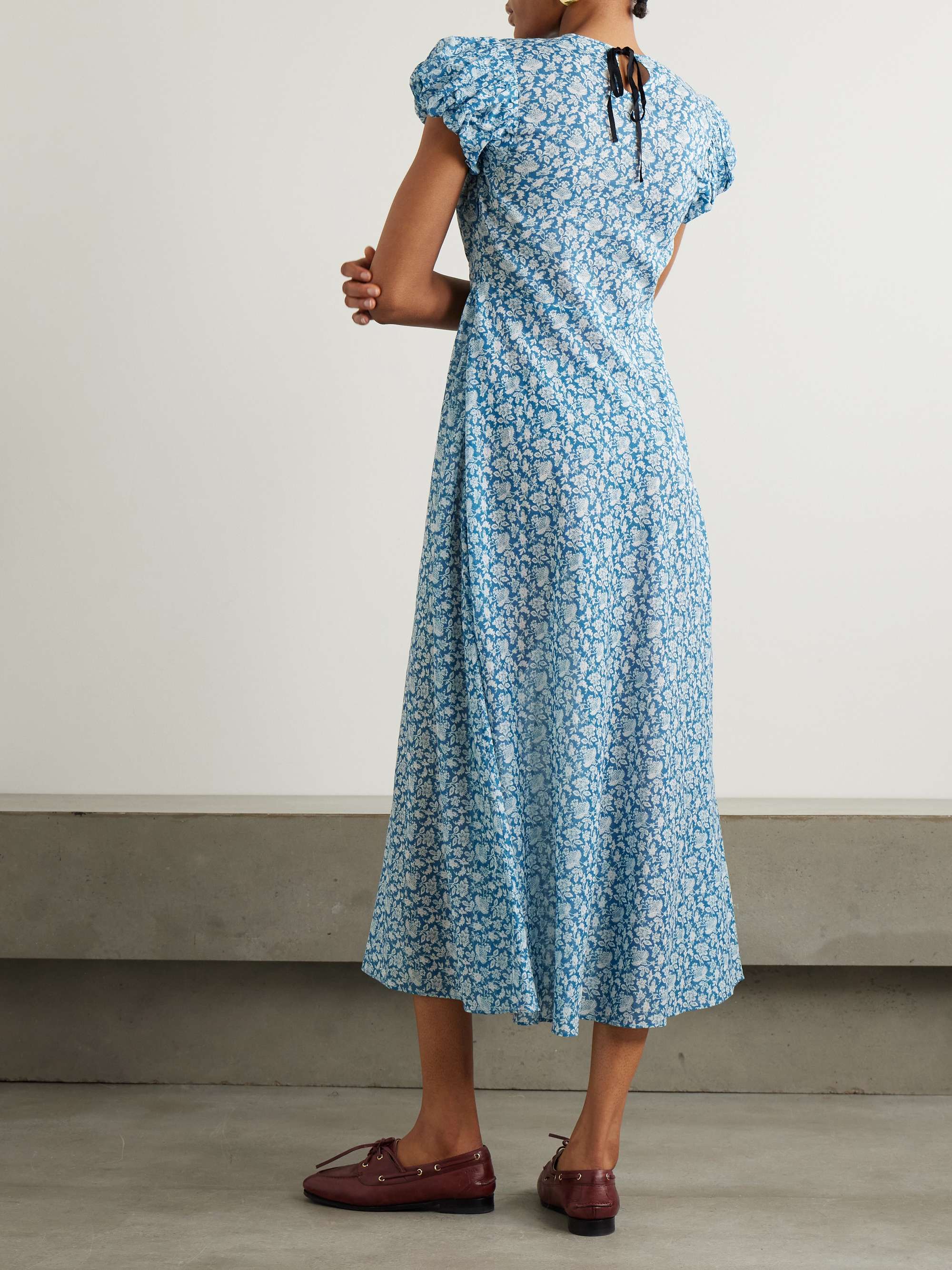 Romina tie-detailed floral-print organic cotton-voile midi dress view