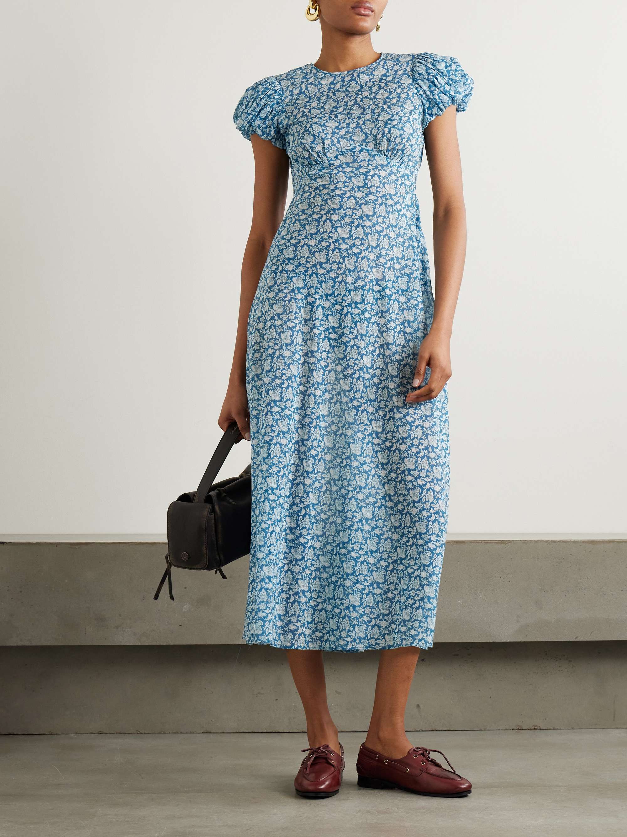 Romina tie-detailed floral-print organic cotton-voile midi dress view