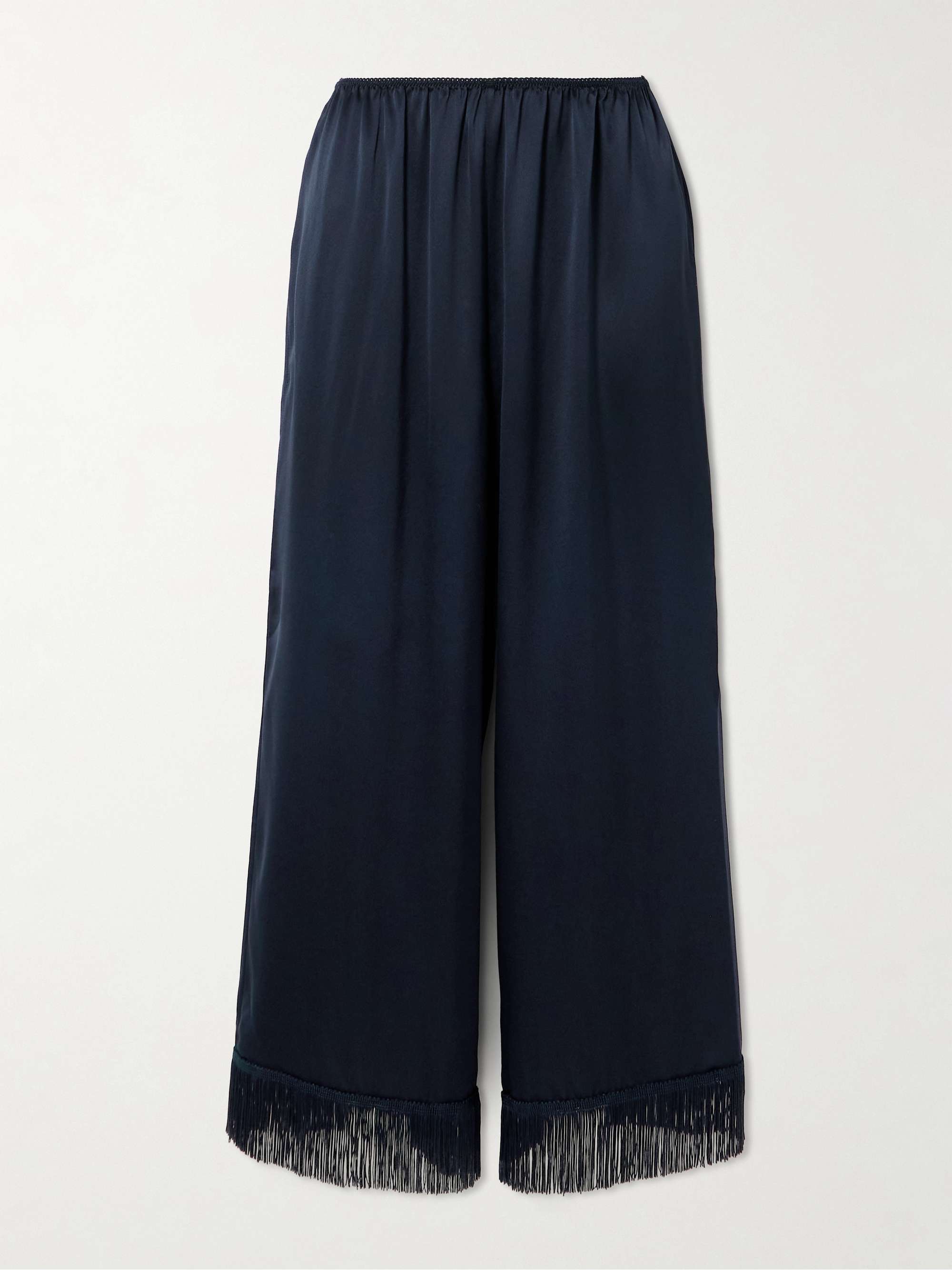 Lavon fringed silk wide-leg pants view