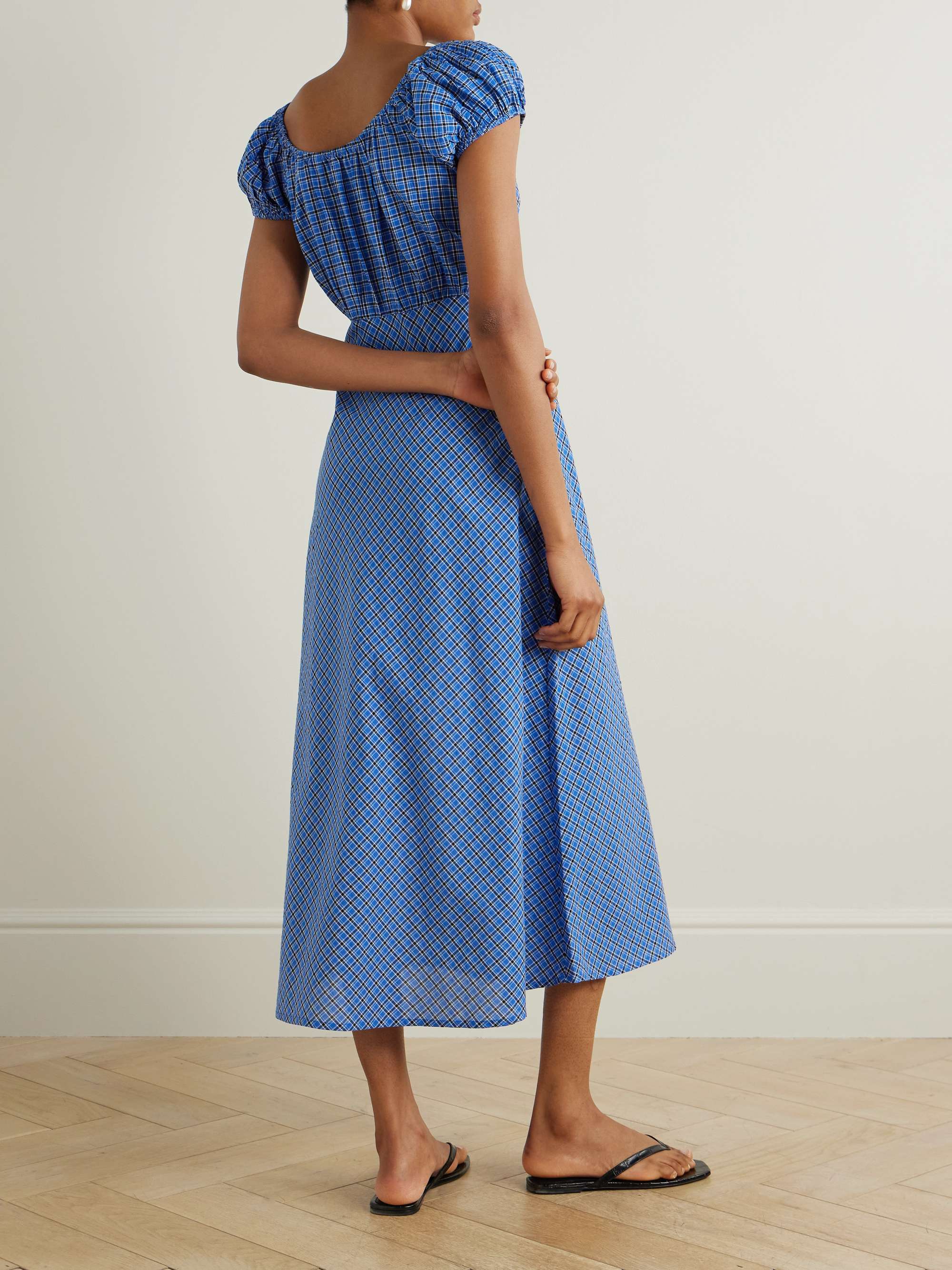 Sofia checked organic cotton-voile midi dress view