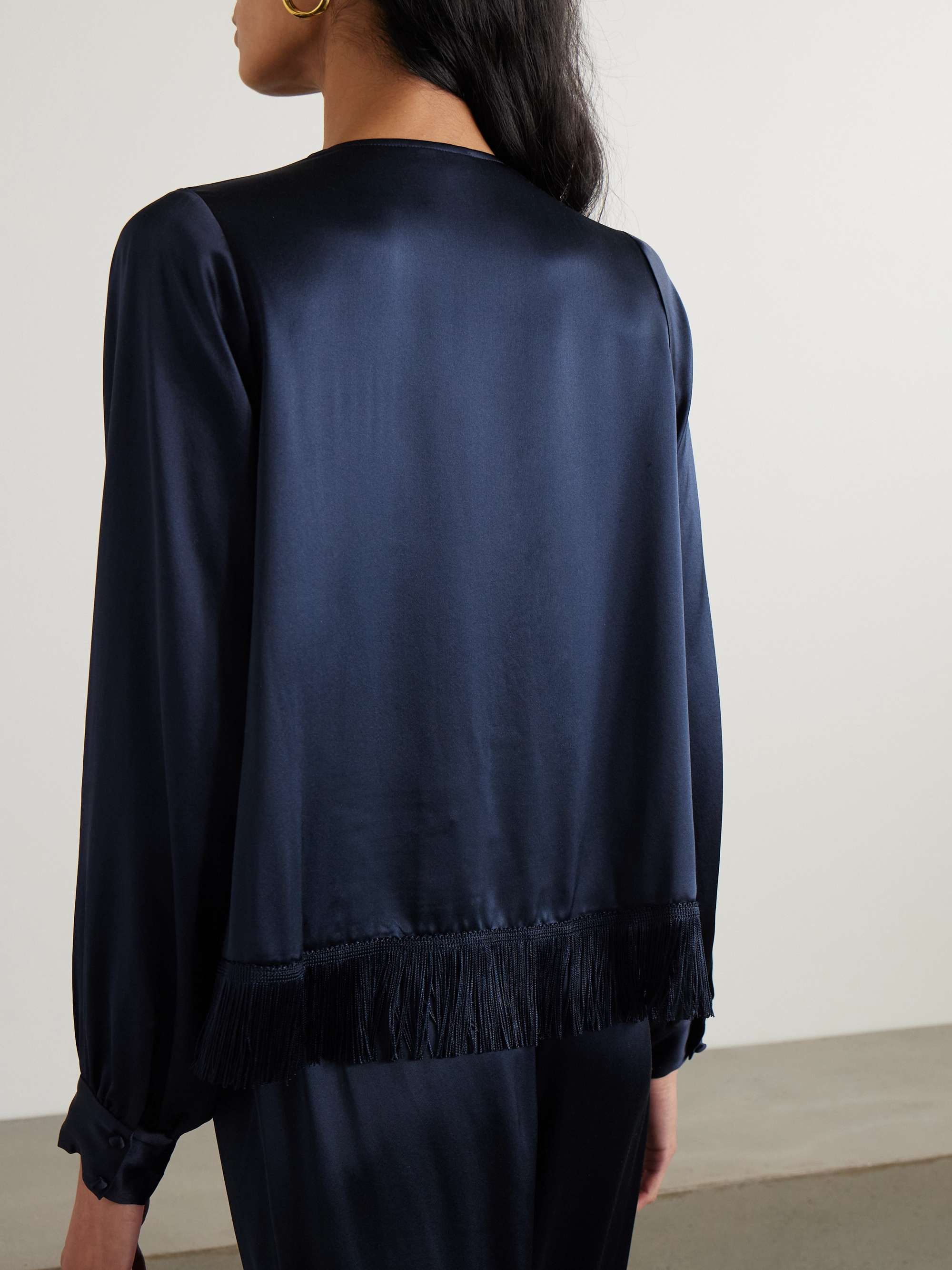 Candace fringed silk-satin blouse view