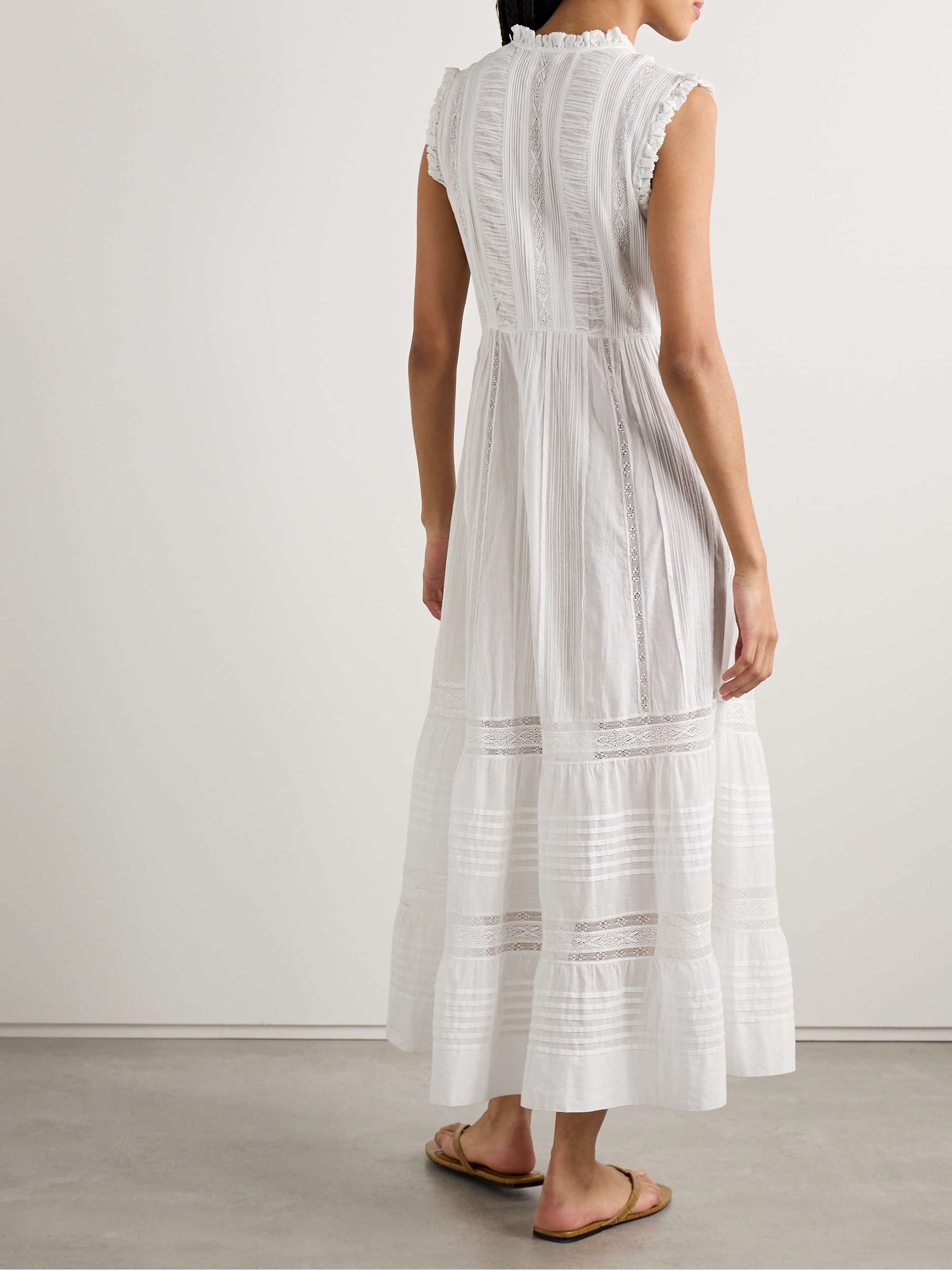Helaine crocheted and pintucked cotton-voile midi dress view