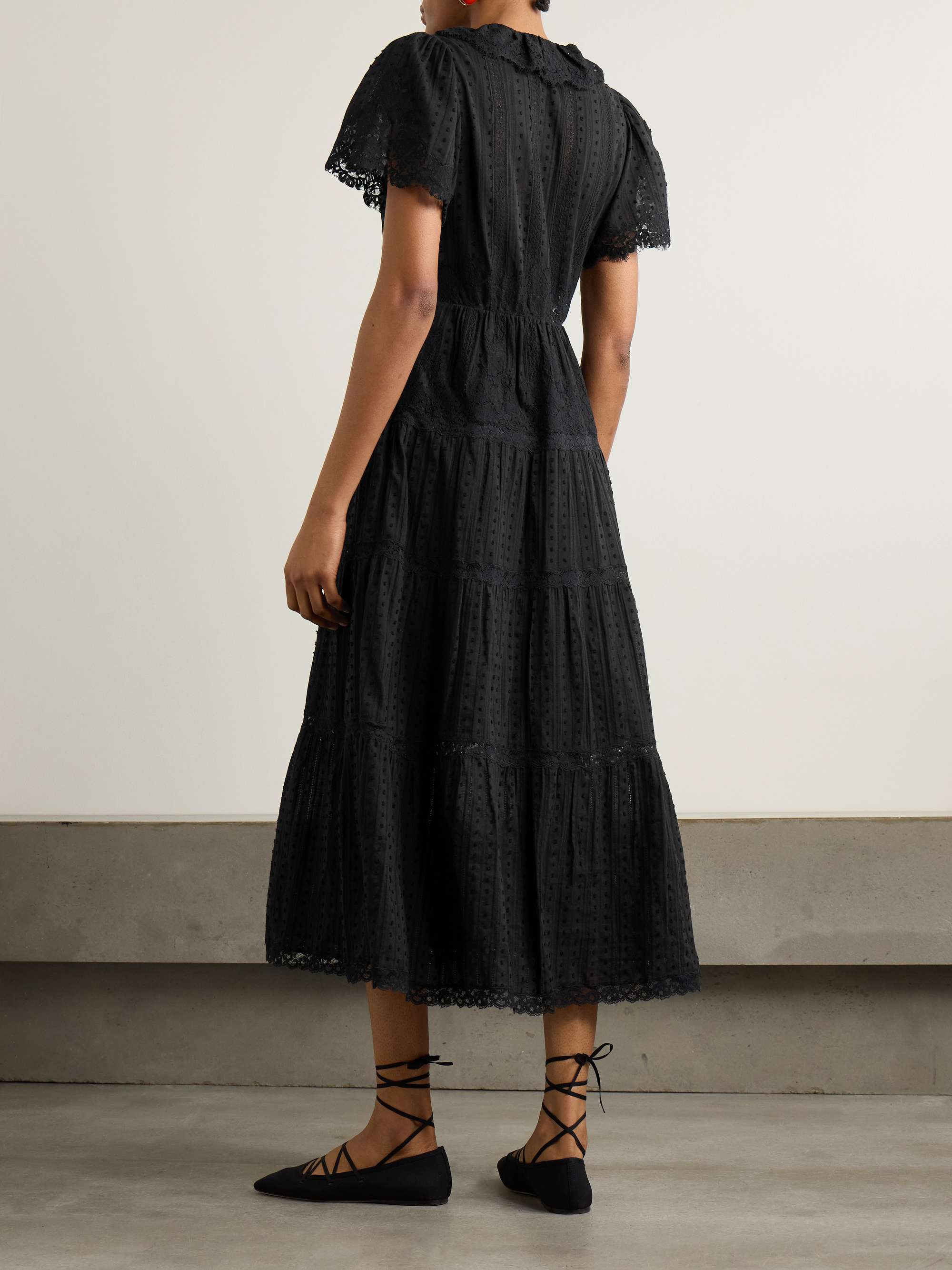 Gabriella ruffled tiered lace-trimmed point d'esprit cotton dress view