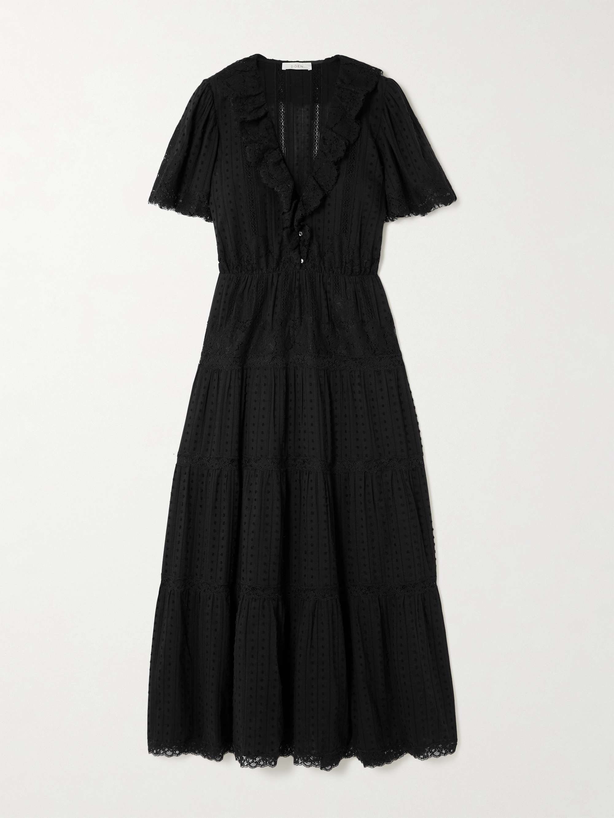 Gabriella ruffled tiered lace-trimmed point d'esprit cotton dress view