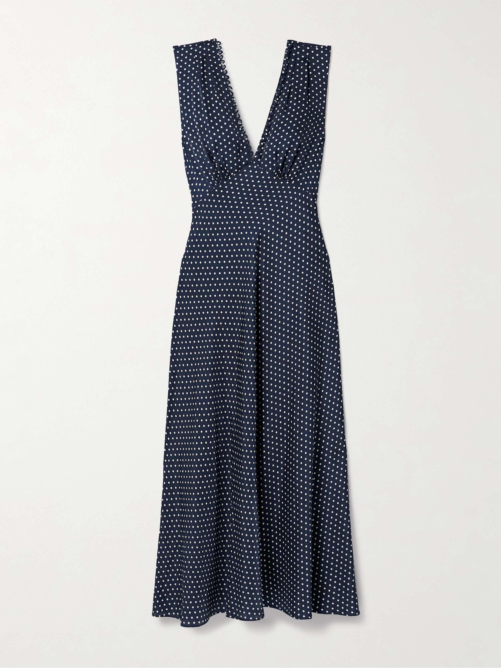 Tahlia belted polka-dot silk-blend twill midi dress view