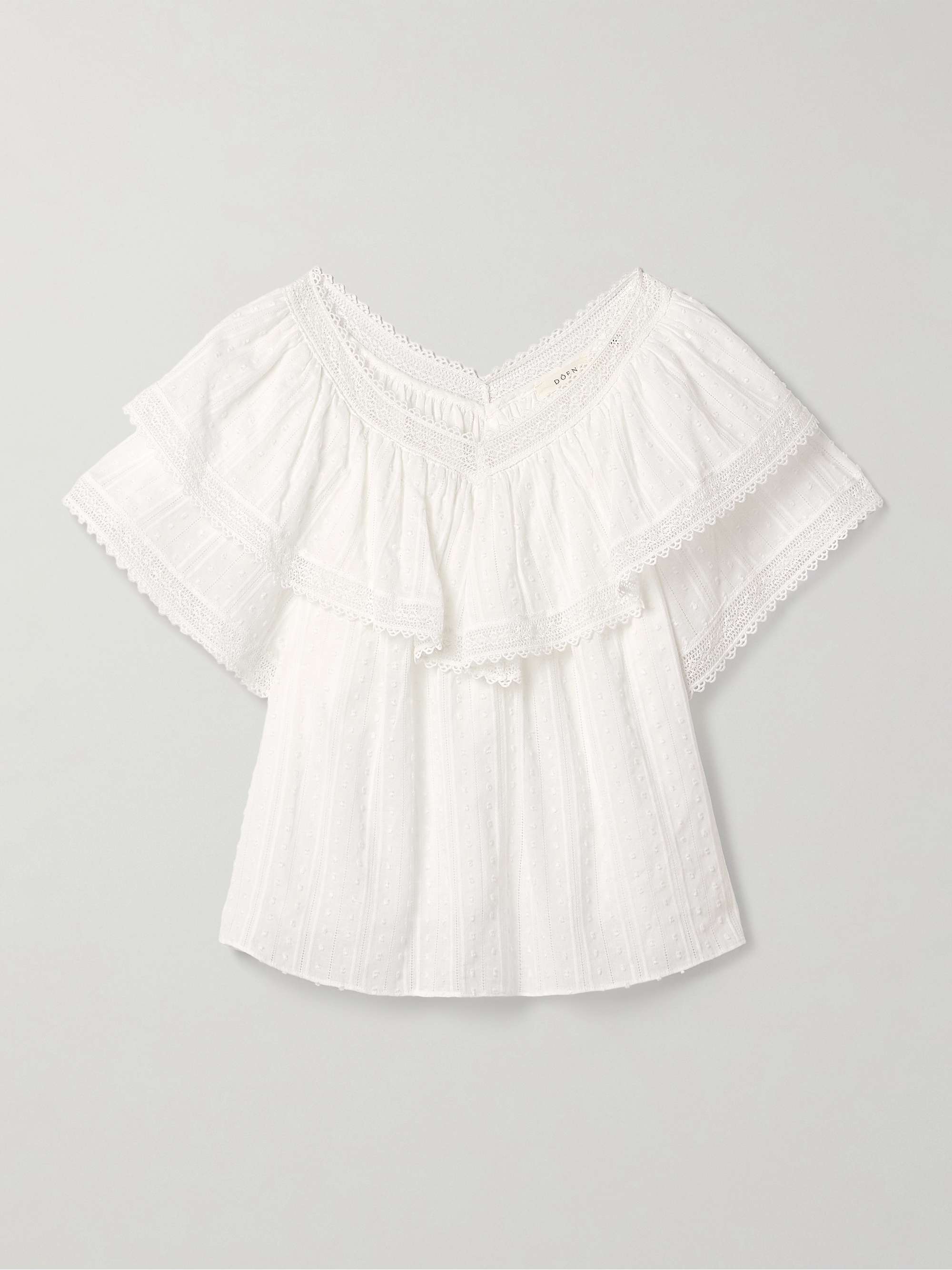Cosenza ruffled crochet-trimmed fil coupé cotton-voile blouse view