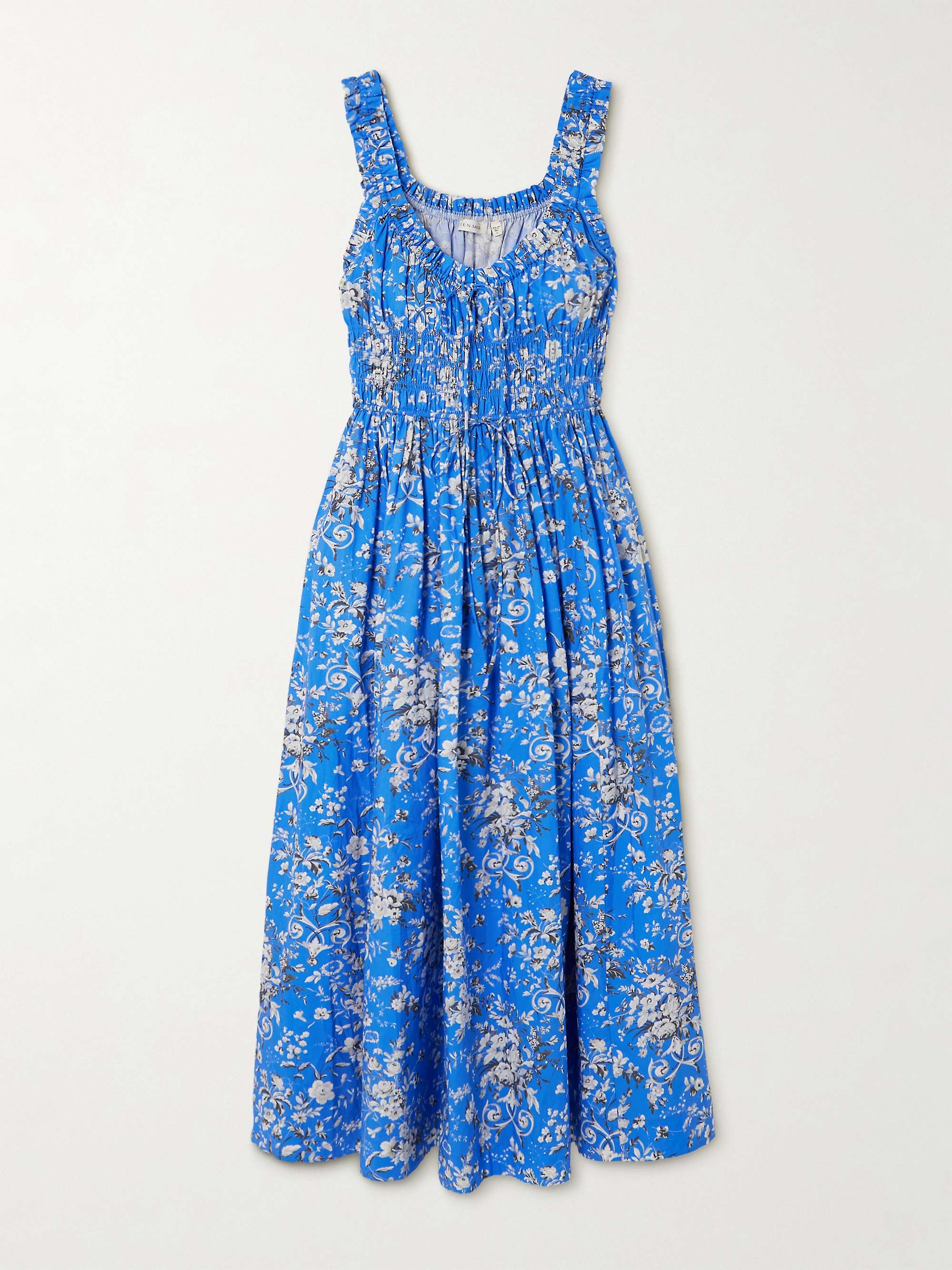 Emmaretta shirred floral-print organic cotton-voile midi dress view