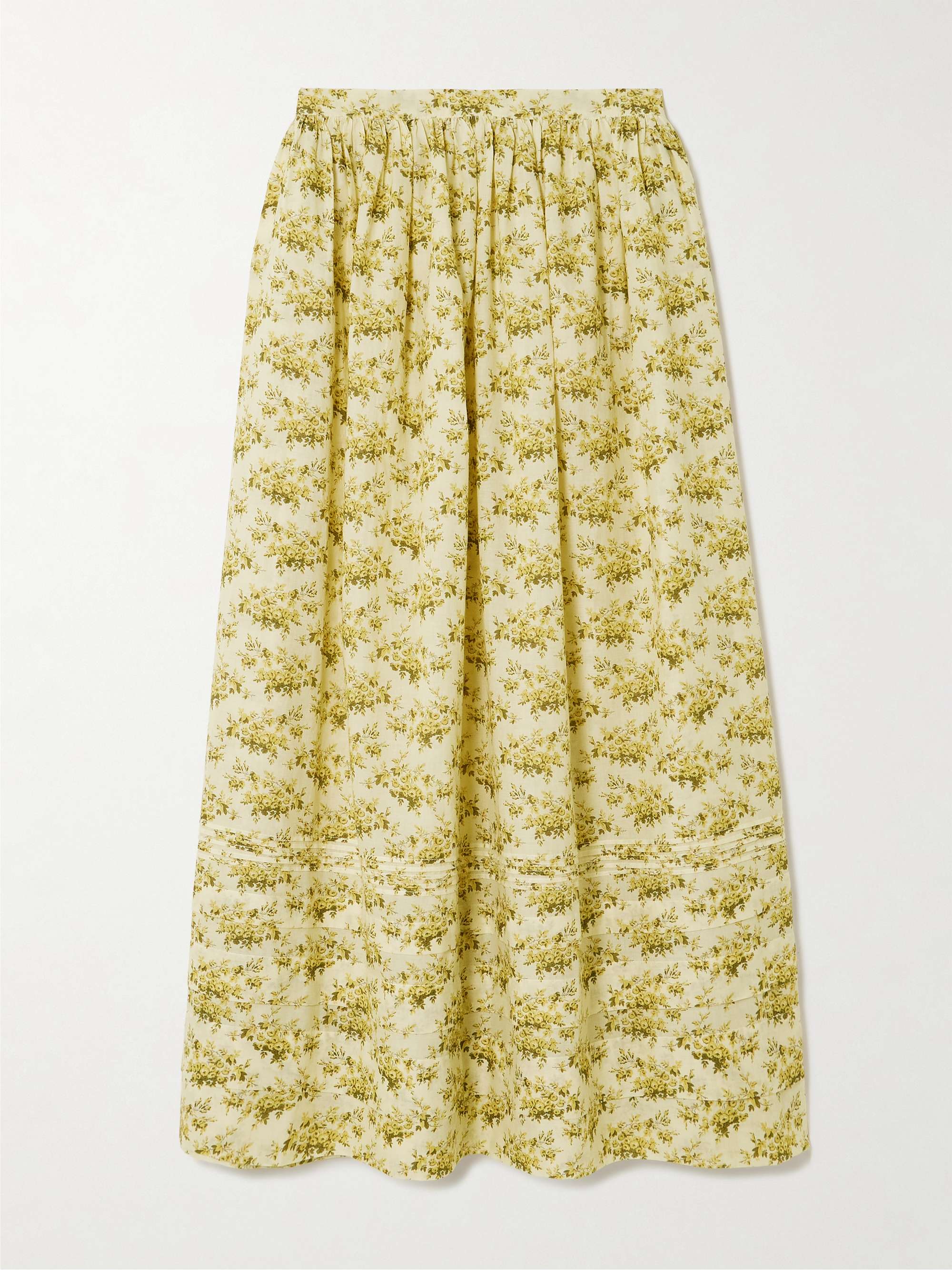 Marcie tiered pleated floral-print organic cotton-voile midi skirt view