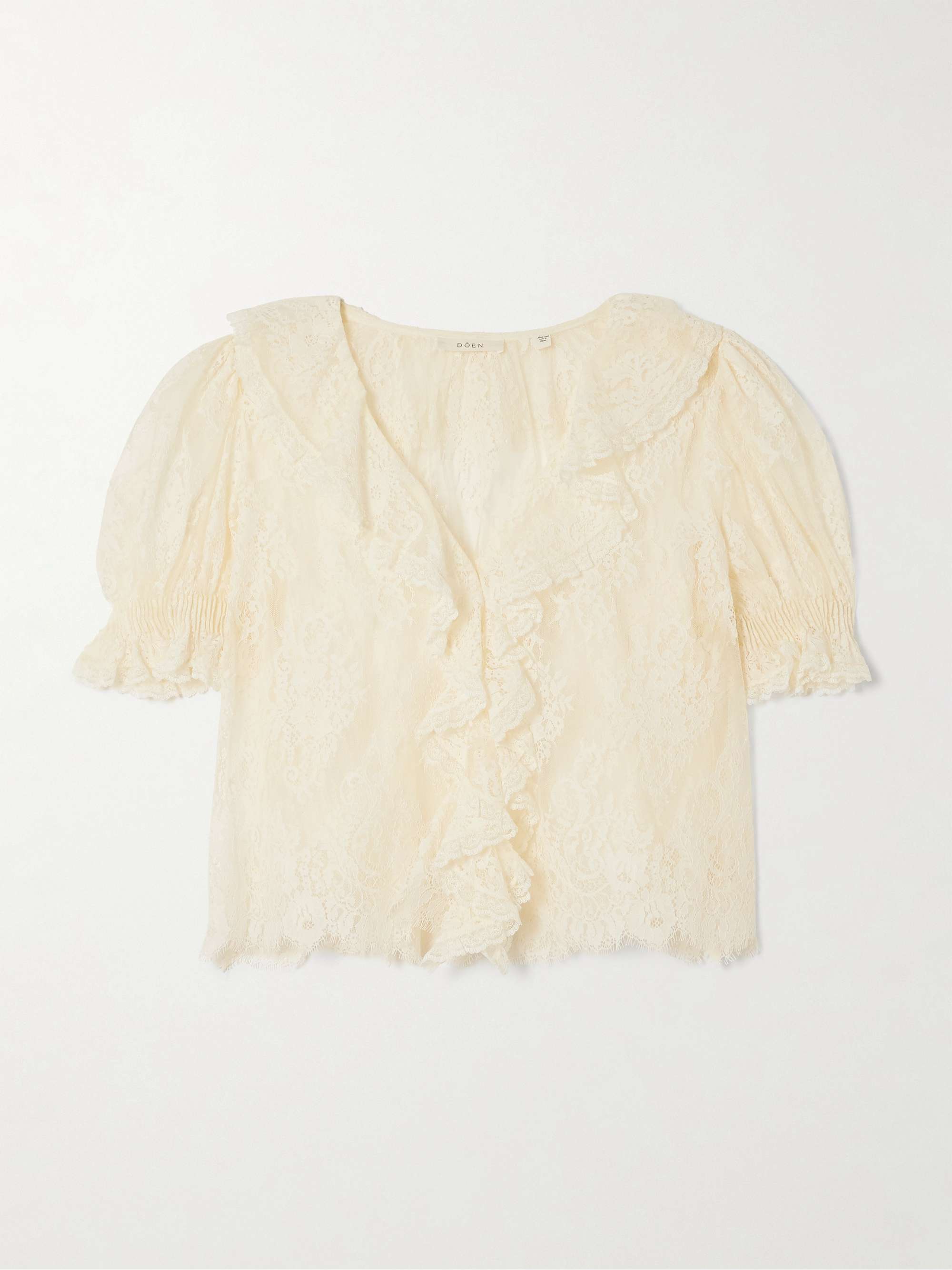 Henri ruffled pintucked lace blouse view