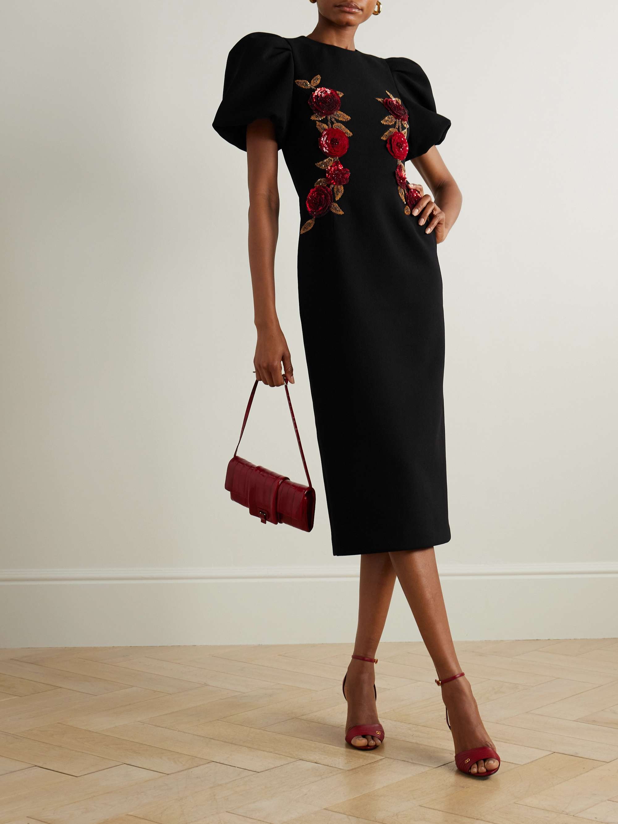 Rosetta embellished cady midi dress view