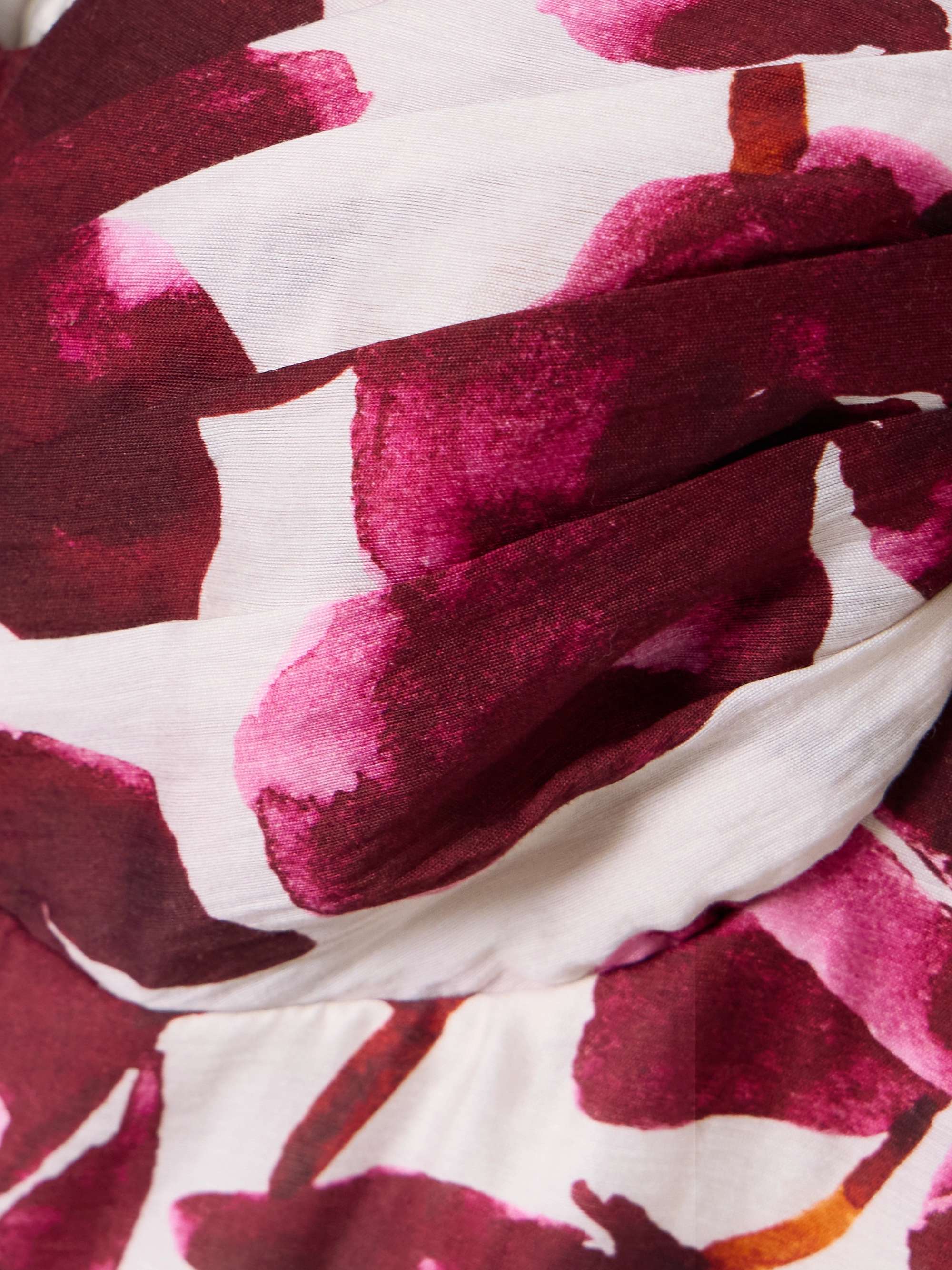 Nerissa belted leather-trimmed floral-print voile midi dress view