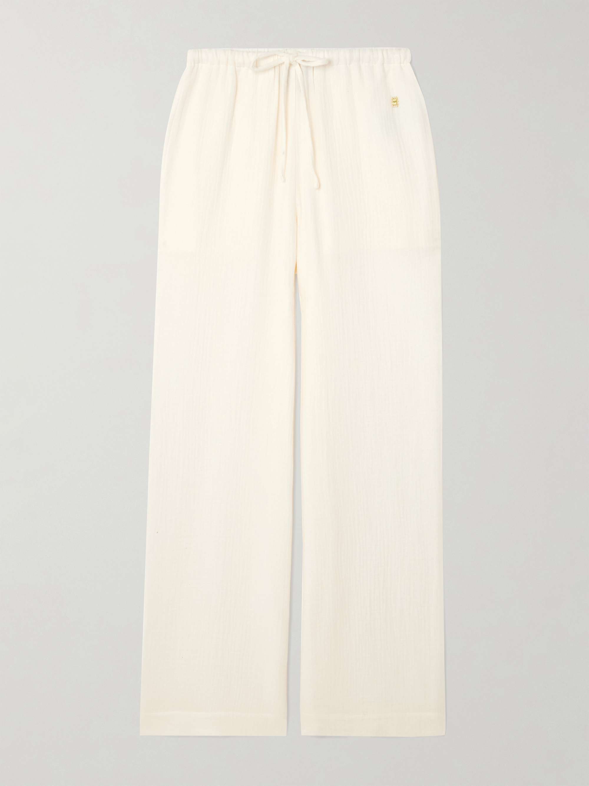 Brody embellished cotton-gauze straight-leg pants view