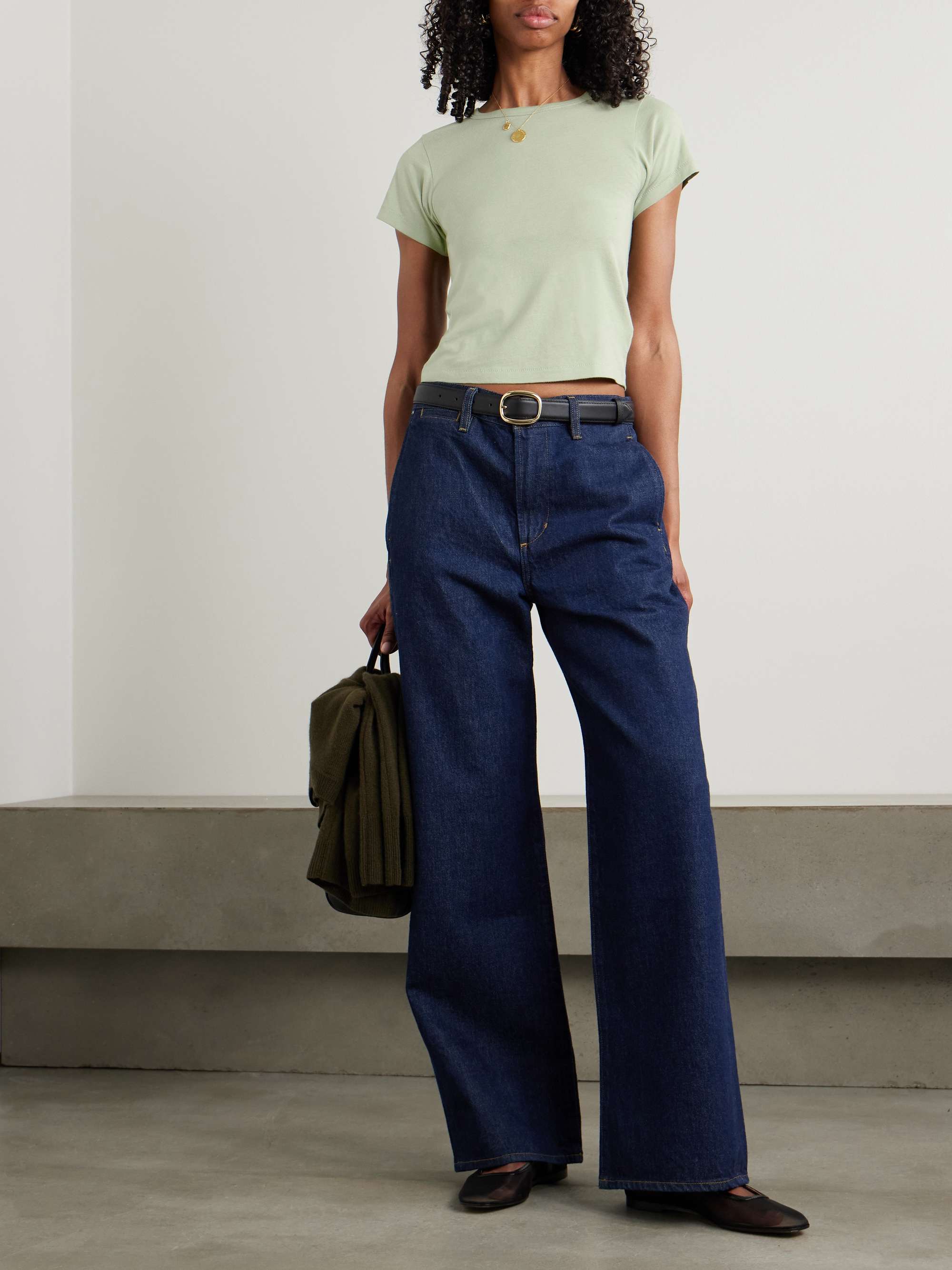 Short Sleeve Baby Tee cropped cotton and modal-blend jersey T-shirt view