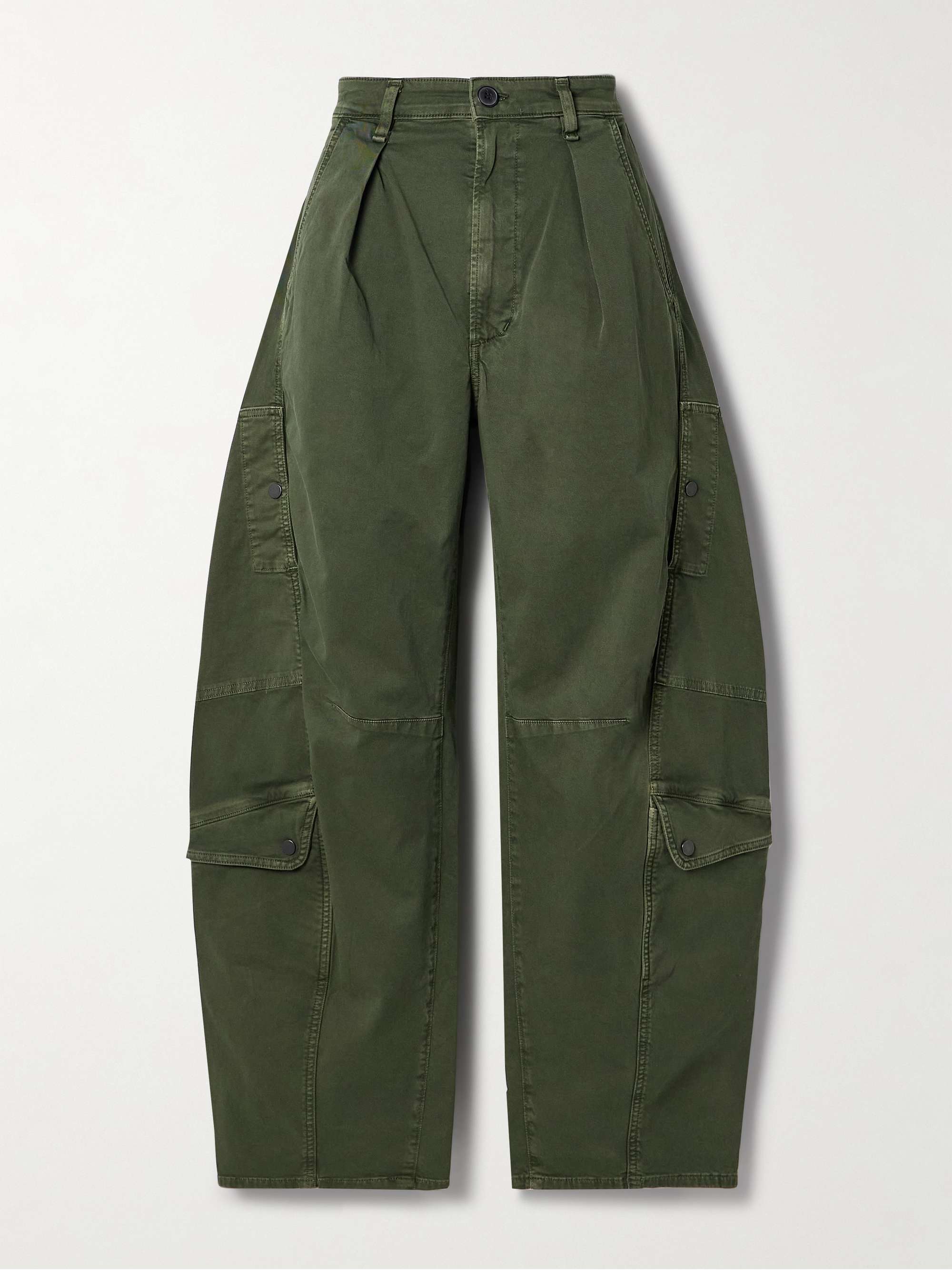 Flight pleated organic cotton-blend twill barrel-leg pants view