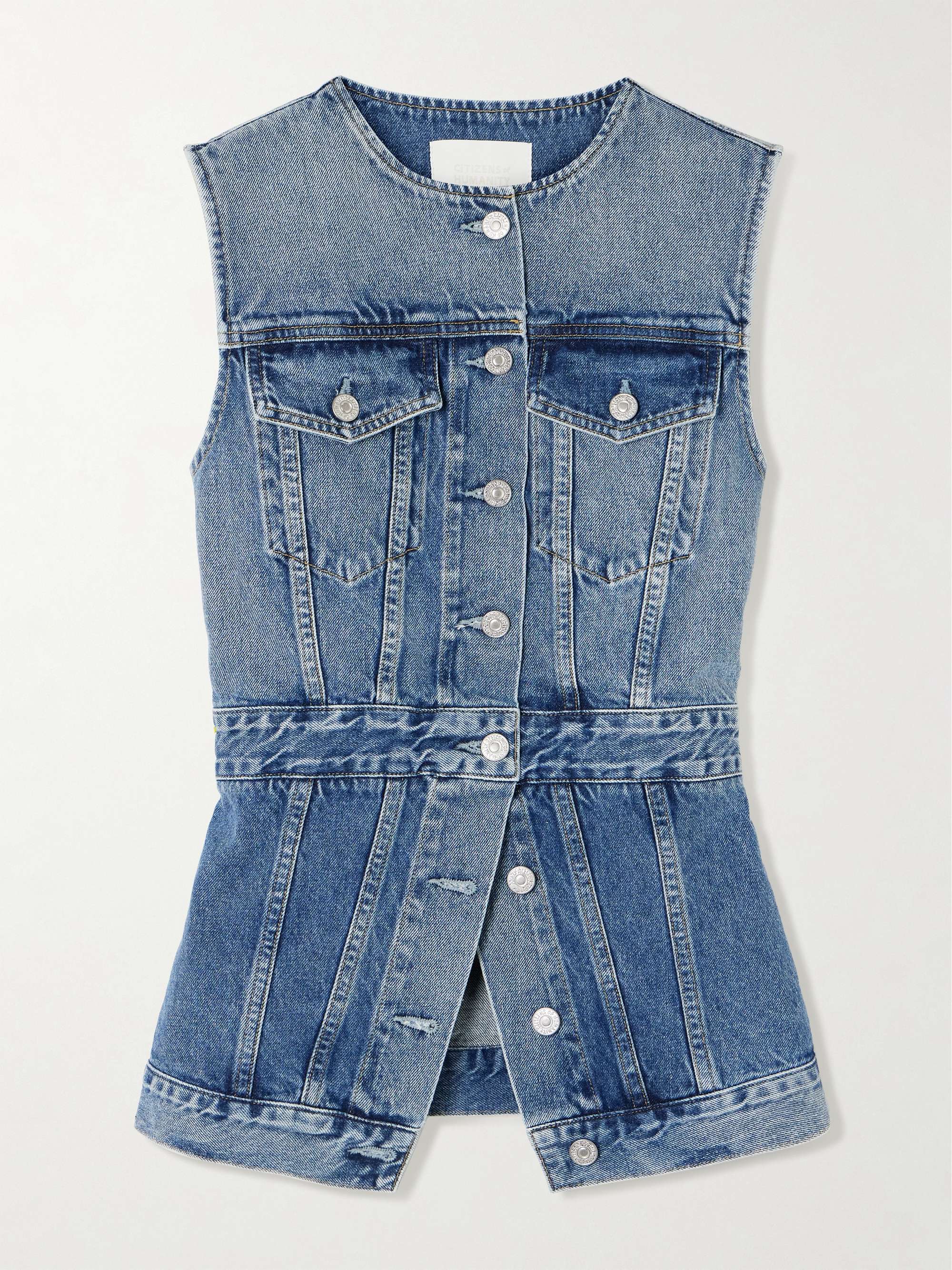Idalene paneled organic denim vest view