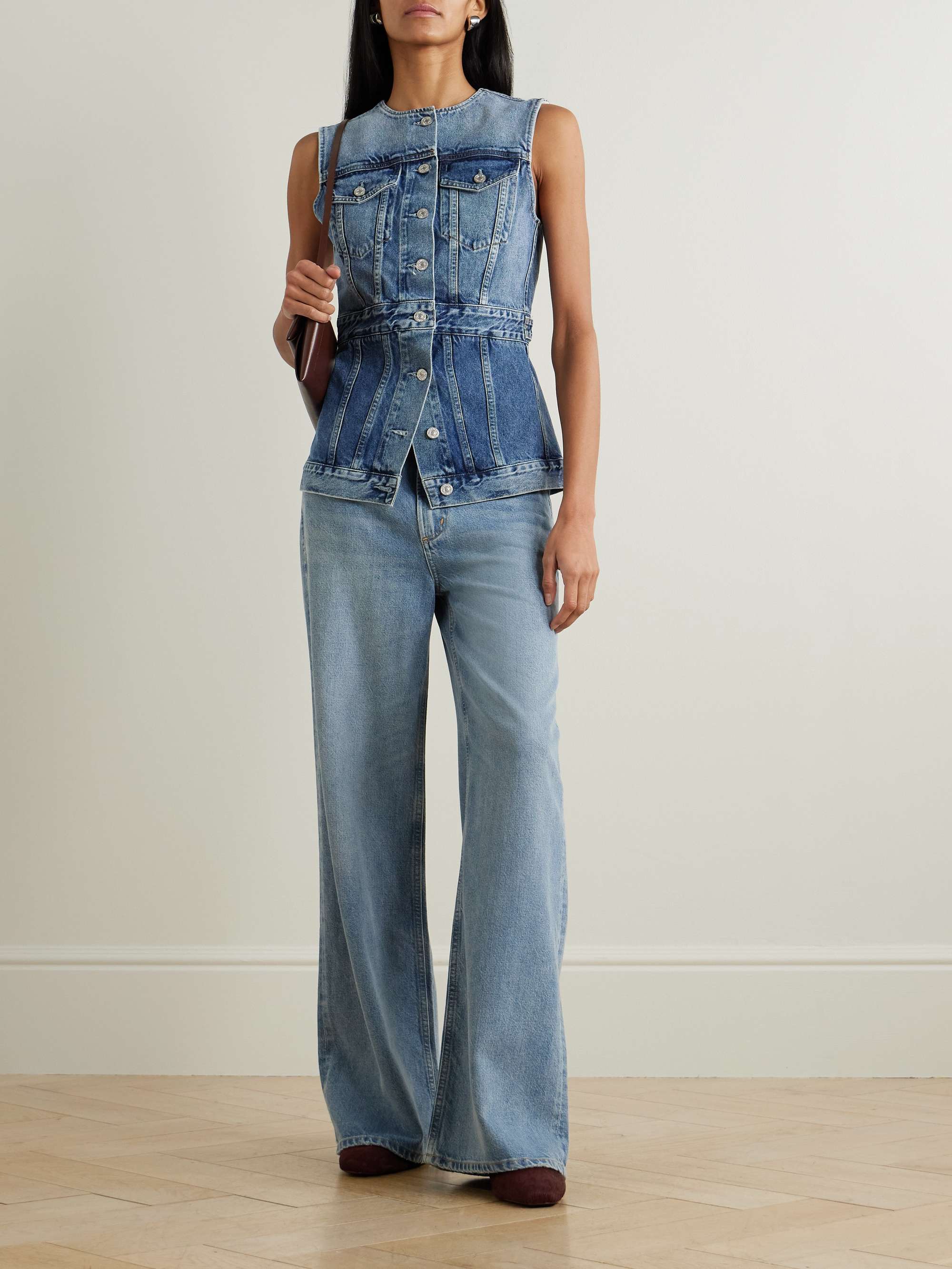 Idalene paneled organic denim vest view