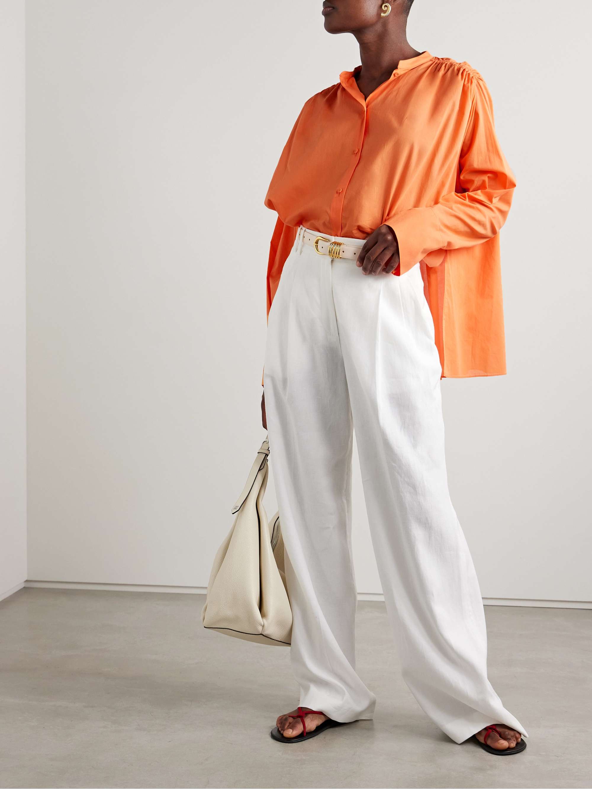Gathered organic cotton-voile shirt view