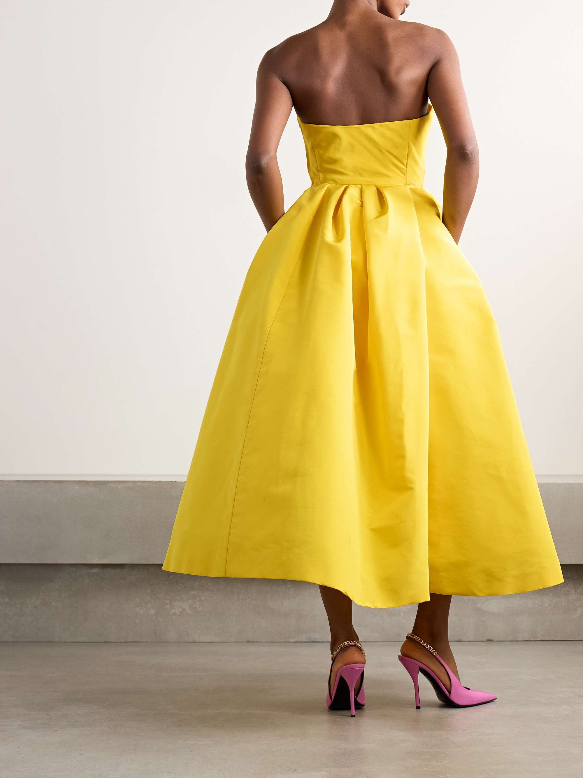 Strapless pleated faille gown view